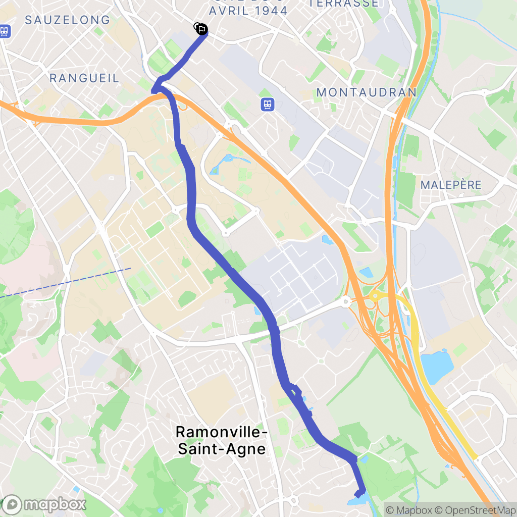 Toulouse : carte du parcours de randonnée - France