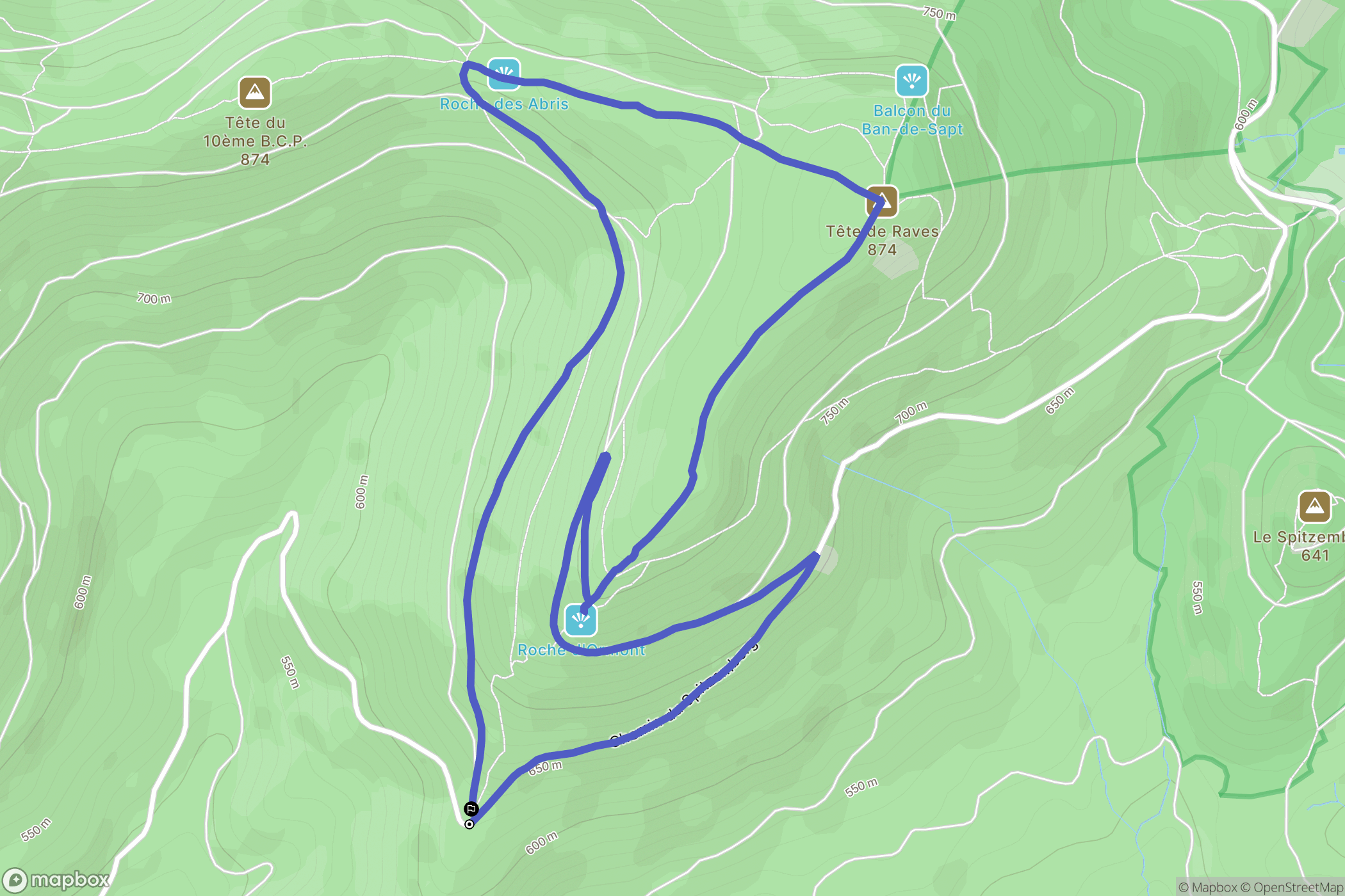 Nayemont-les-Fosses : carte du parcours de randonnée - France