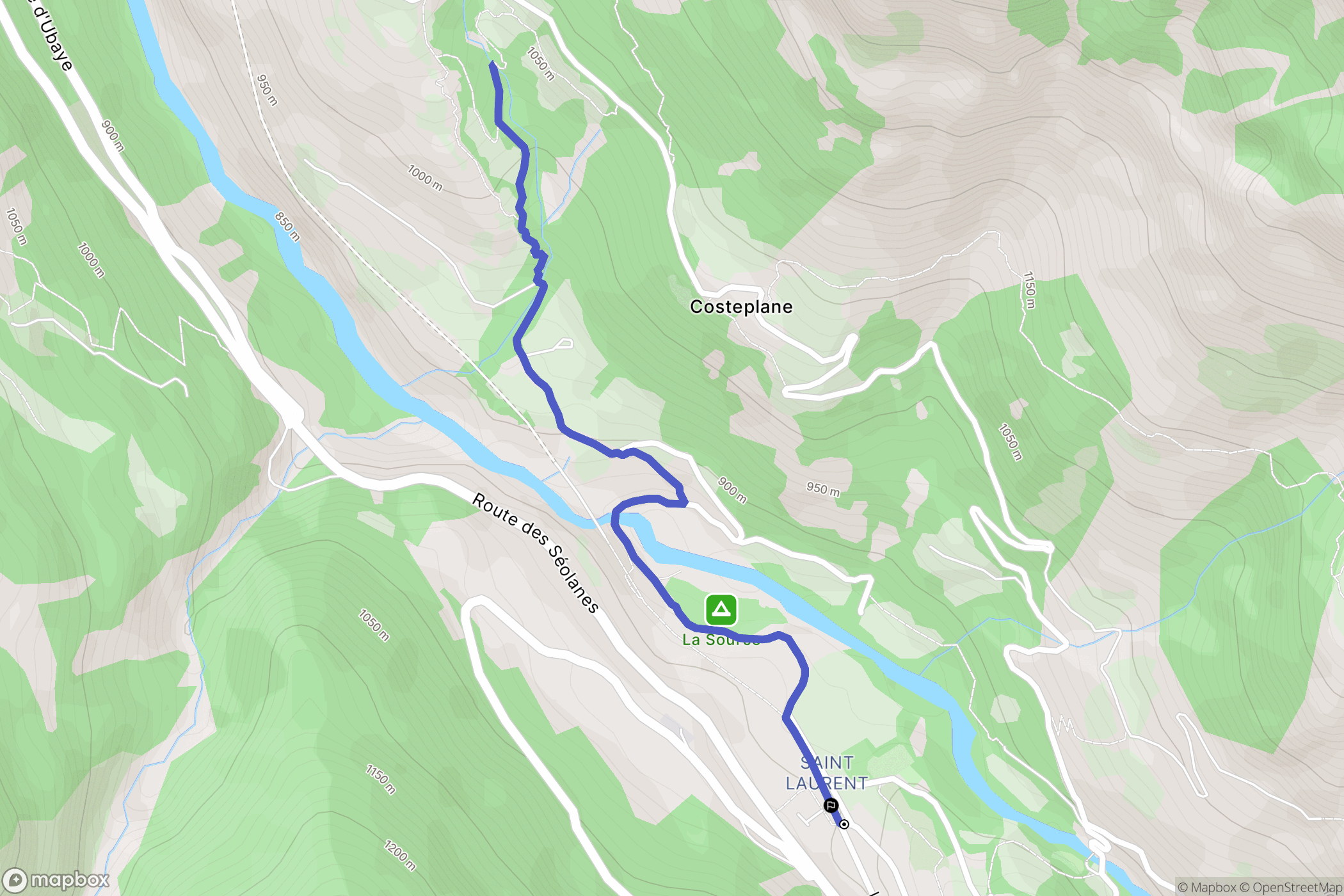 Le Lauzet-Ubaye : carte du parcours de randonnée - France