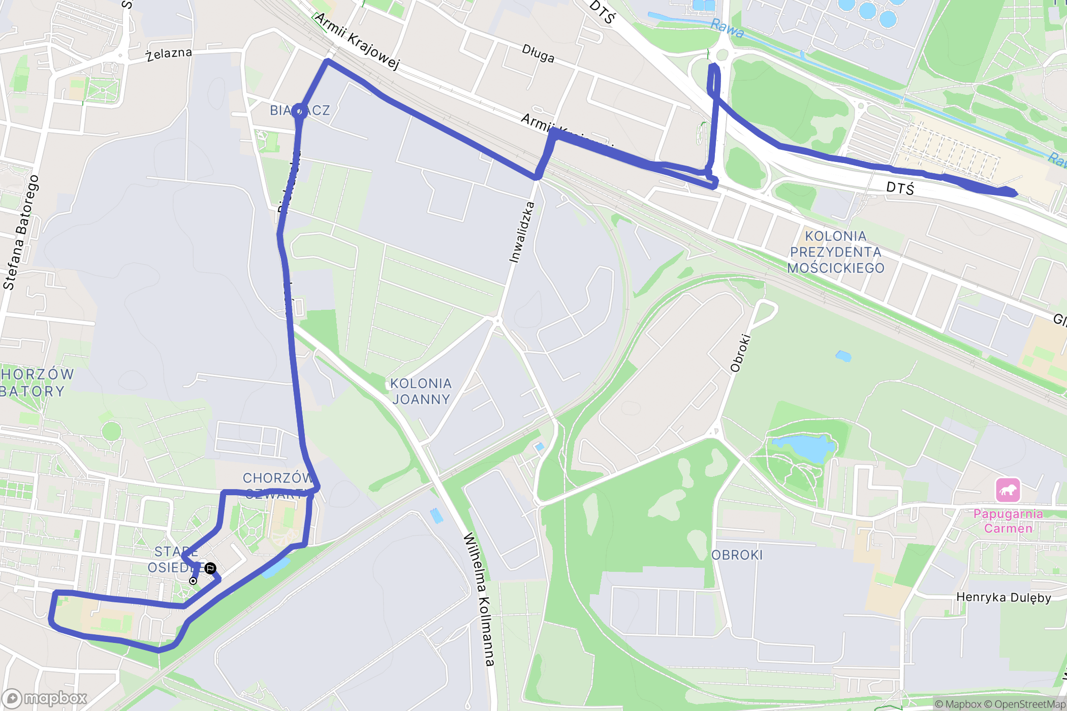 Chorzów: mapa trasy - Poland