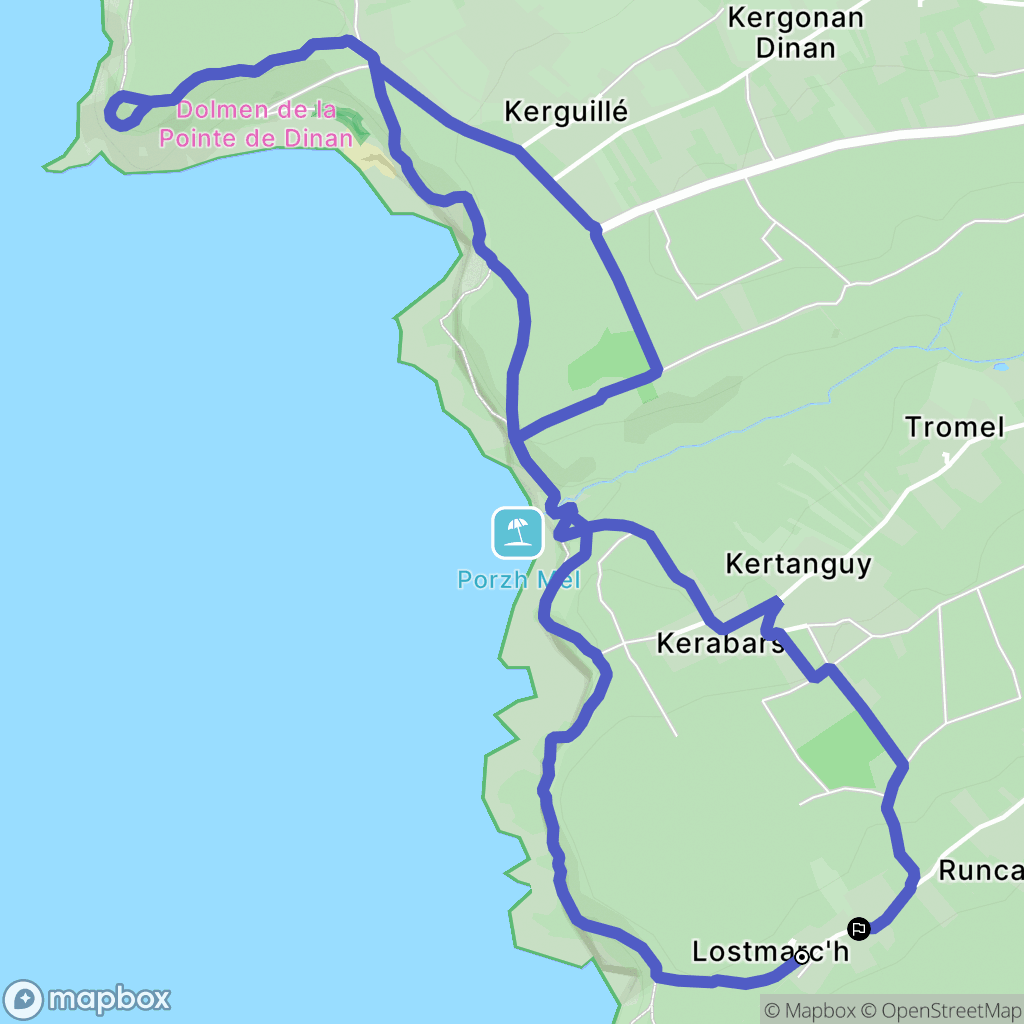 Crozon : carte du parcours de randonnée - France