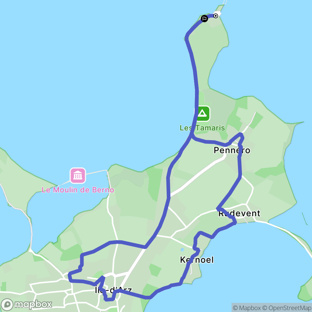 Île-d'Arz : carte du parcours de randonnée - France