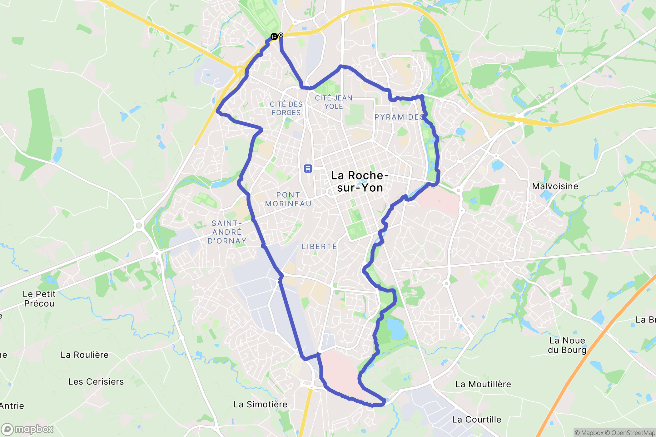 La Roche-sur-Yon : carte du parcours de randonnée - France