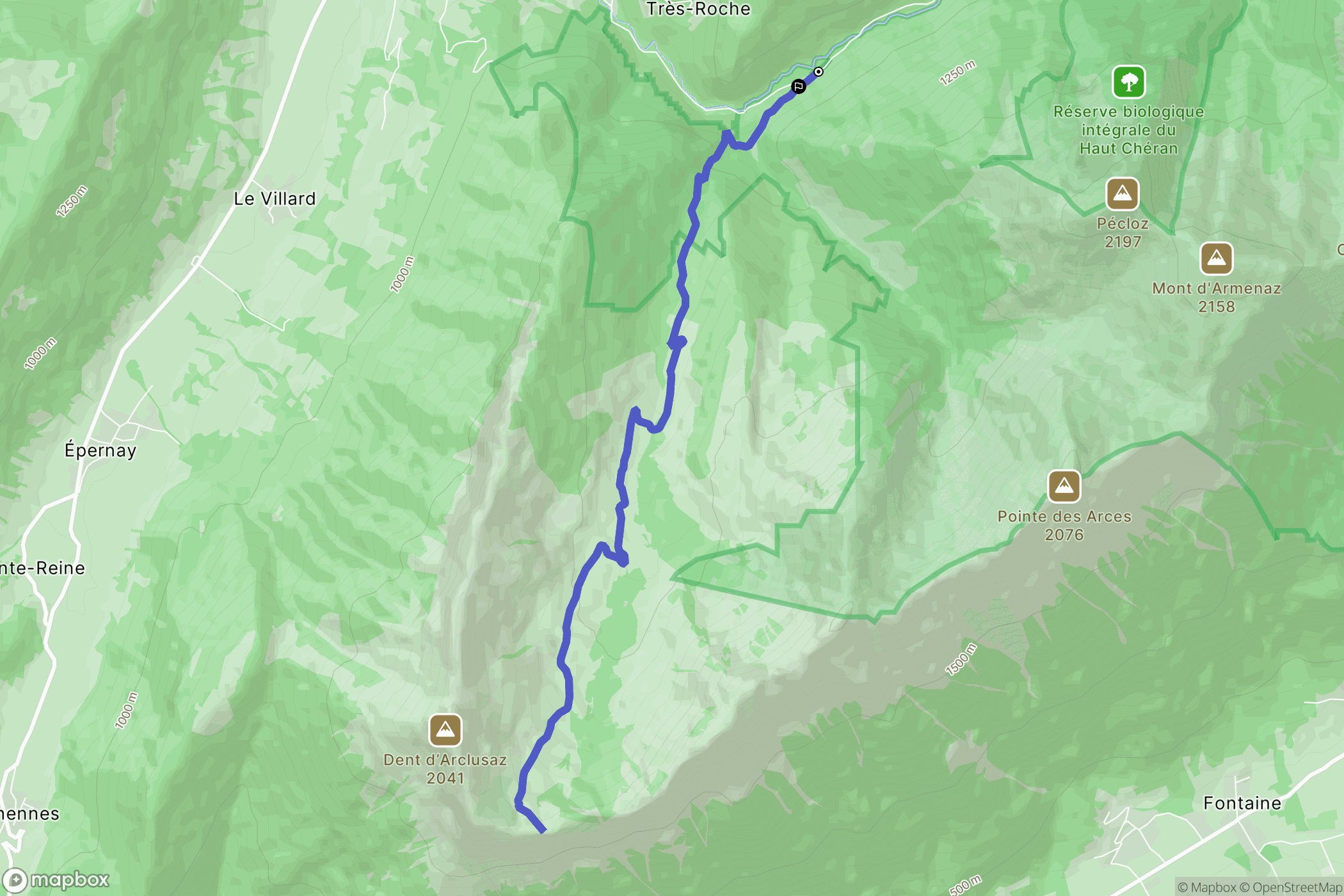 École : carte du parcours de randonnée - France