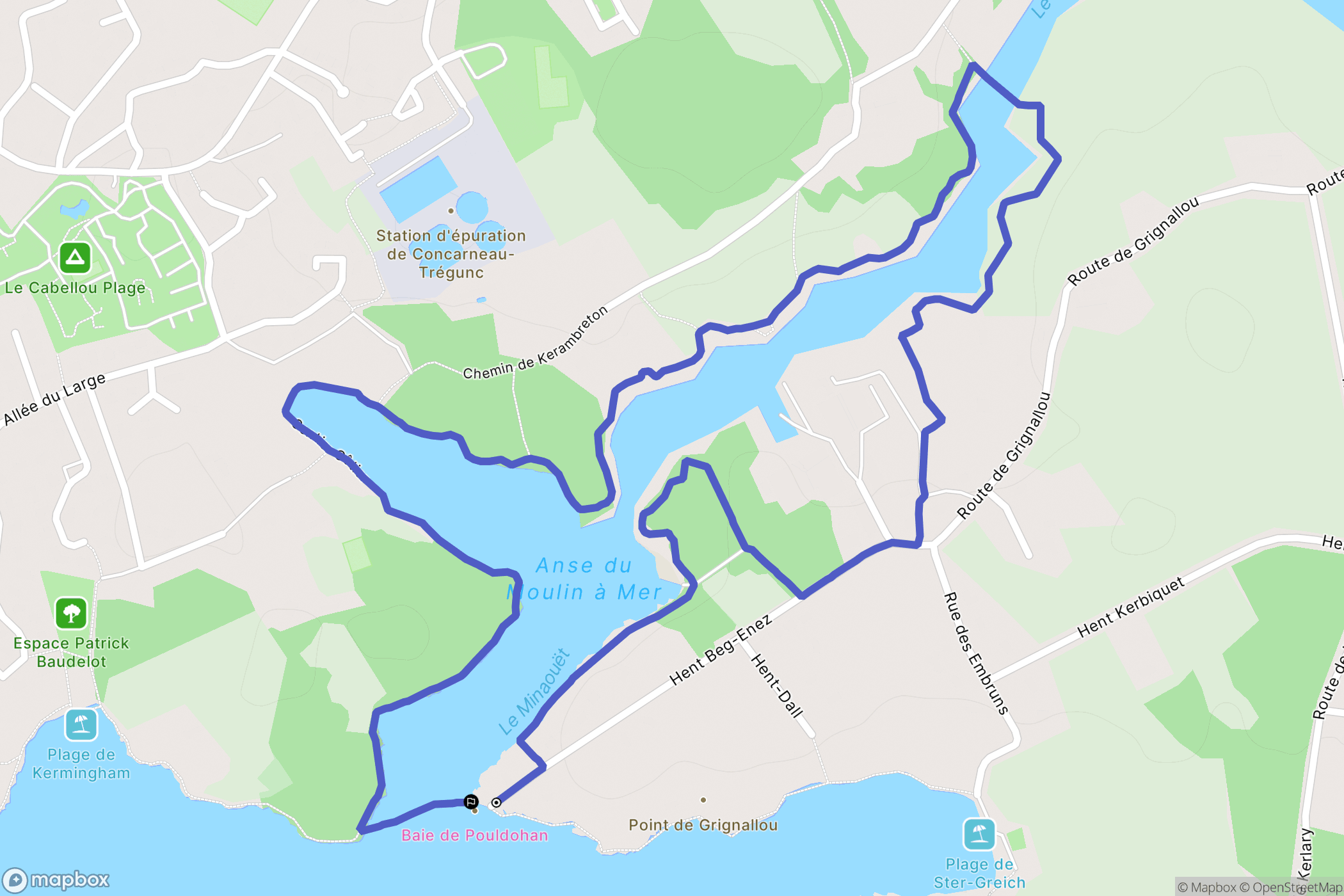 Trégunc : carte du parcours de randonnée - France