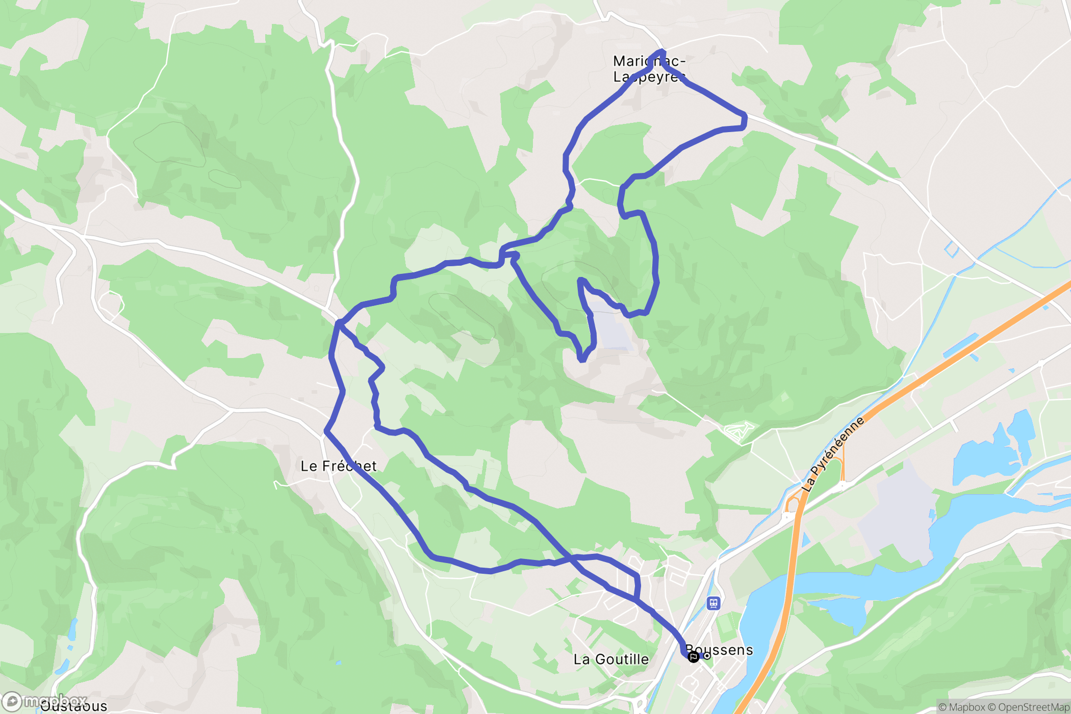Boussens : carte du parcours de randonnée - France