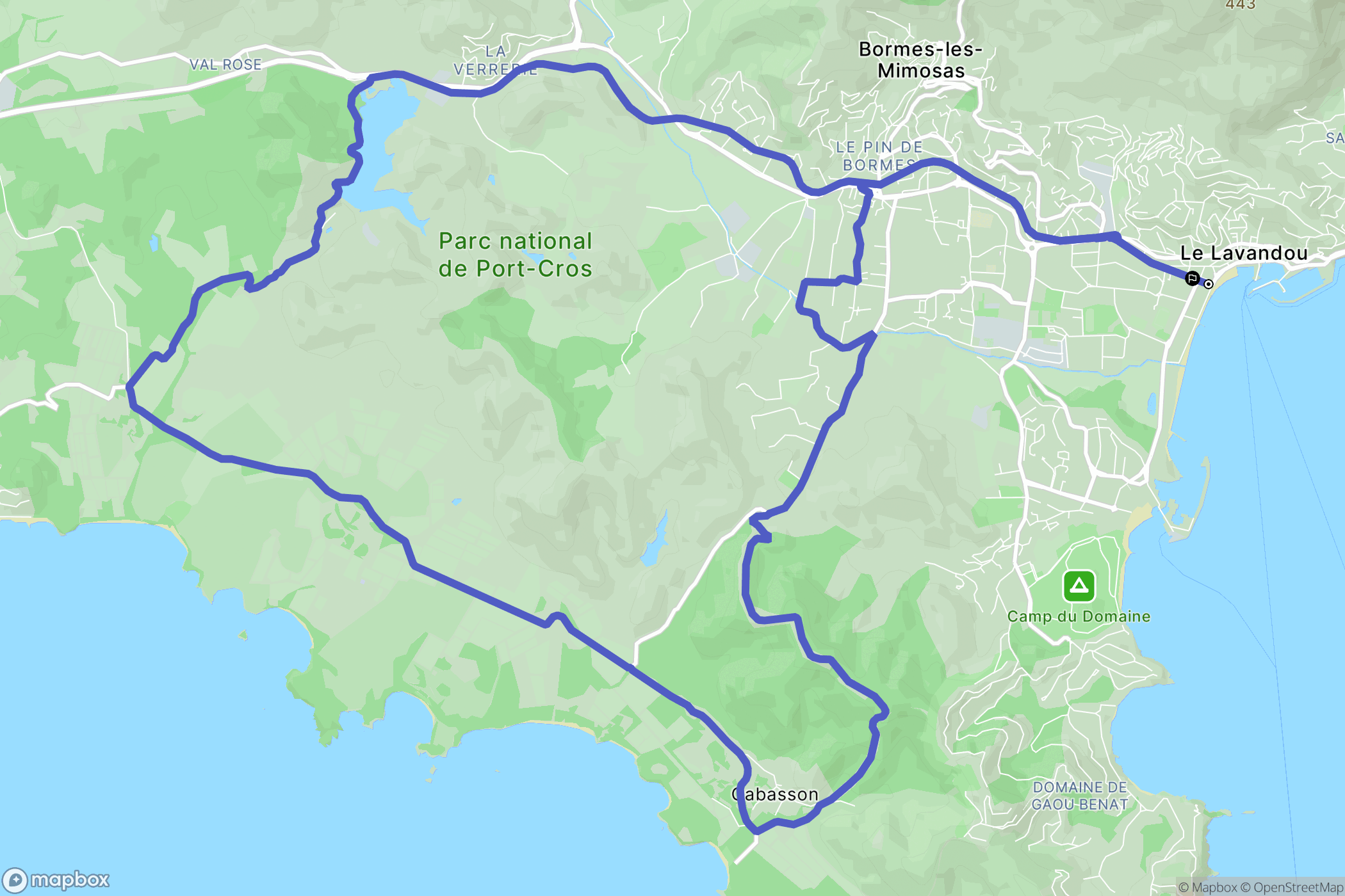 Le Lavandou : carte du parcours de randonnée - France