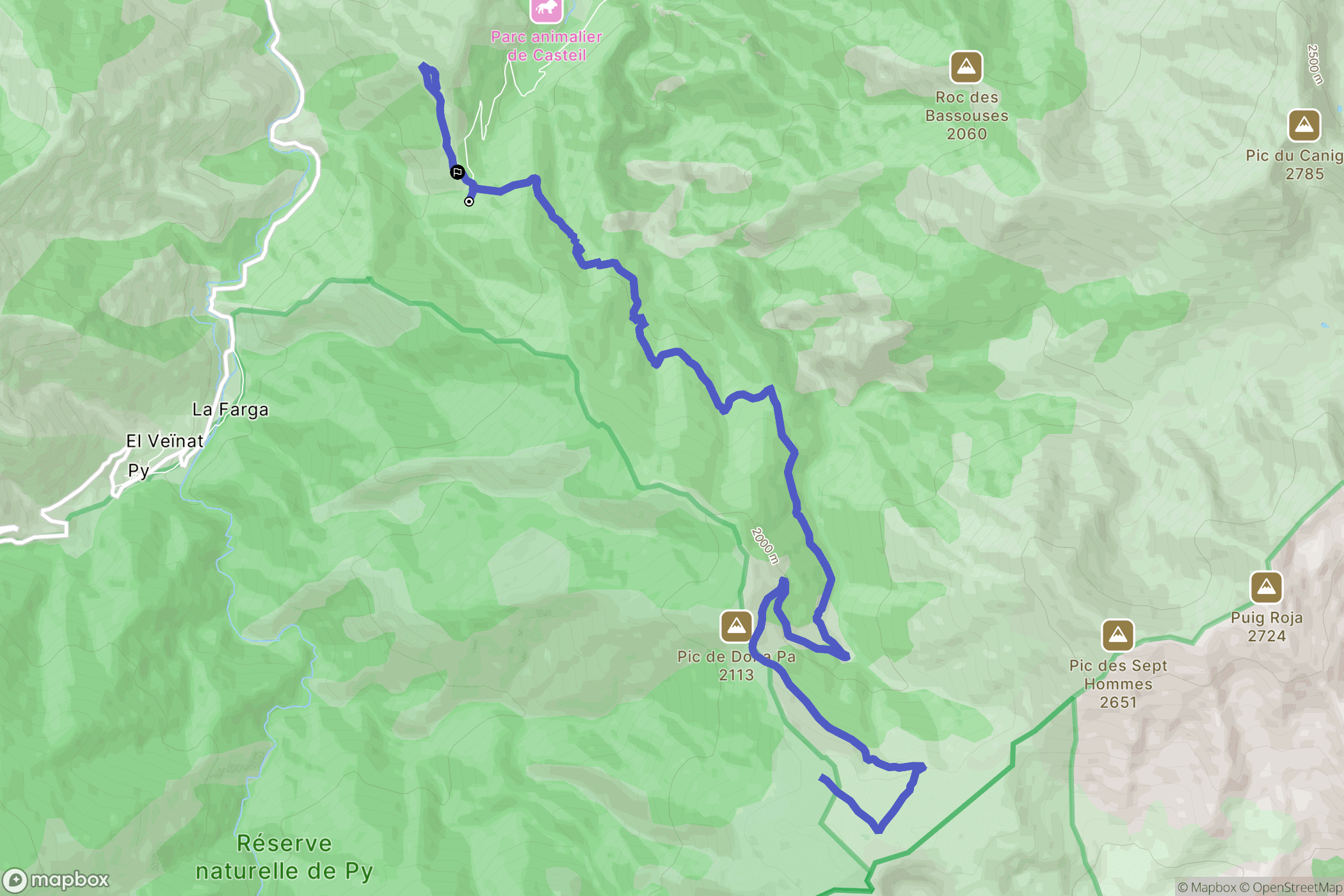Sahorre : carte du parcours de randonnée - France