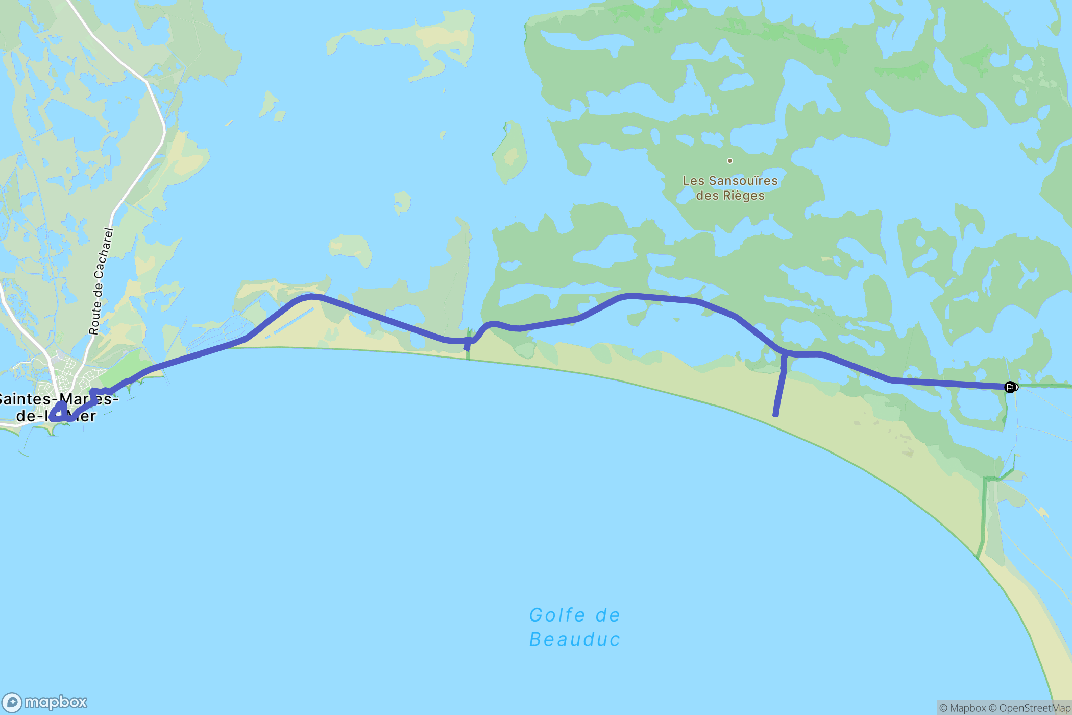 Saintes-Maries-de-la-Mer : carte du parcours de randonnée - France