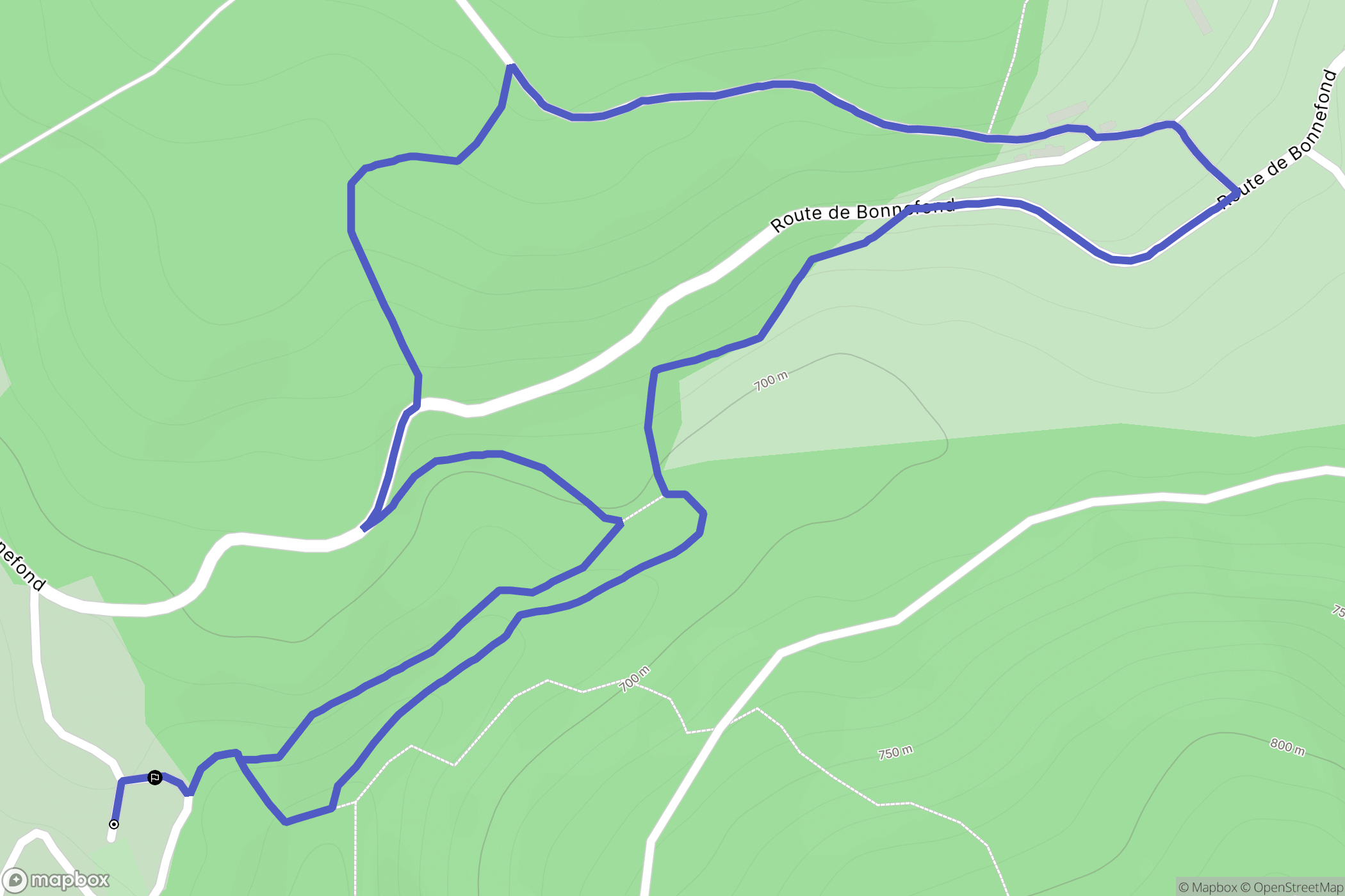 Pradines : carte du parcours de randonnée - France