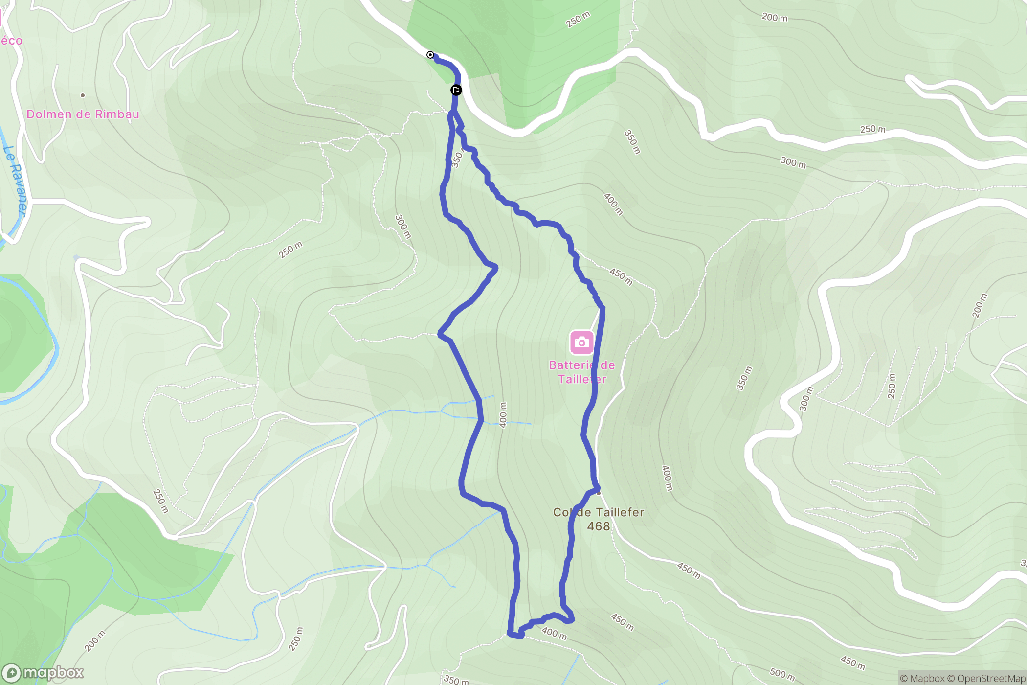 Collioure : carte du parcours de randonnée - France