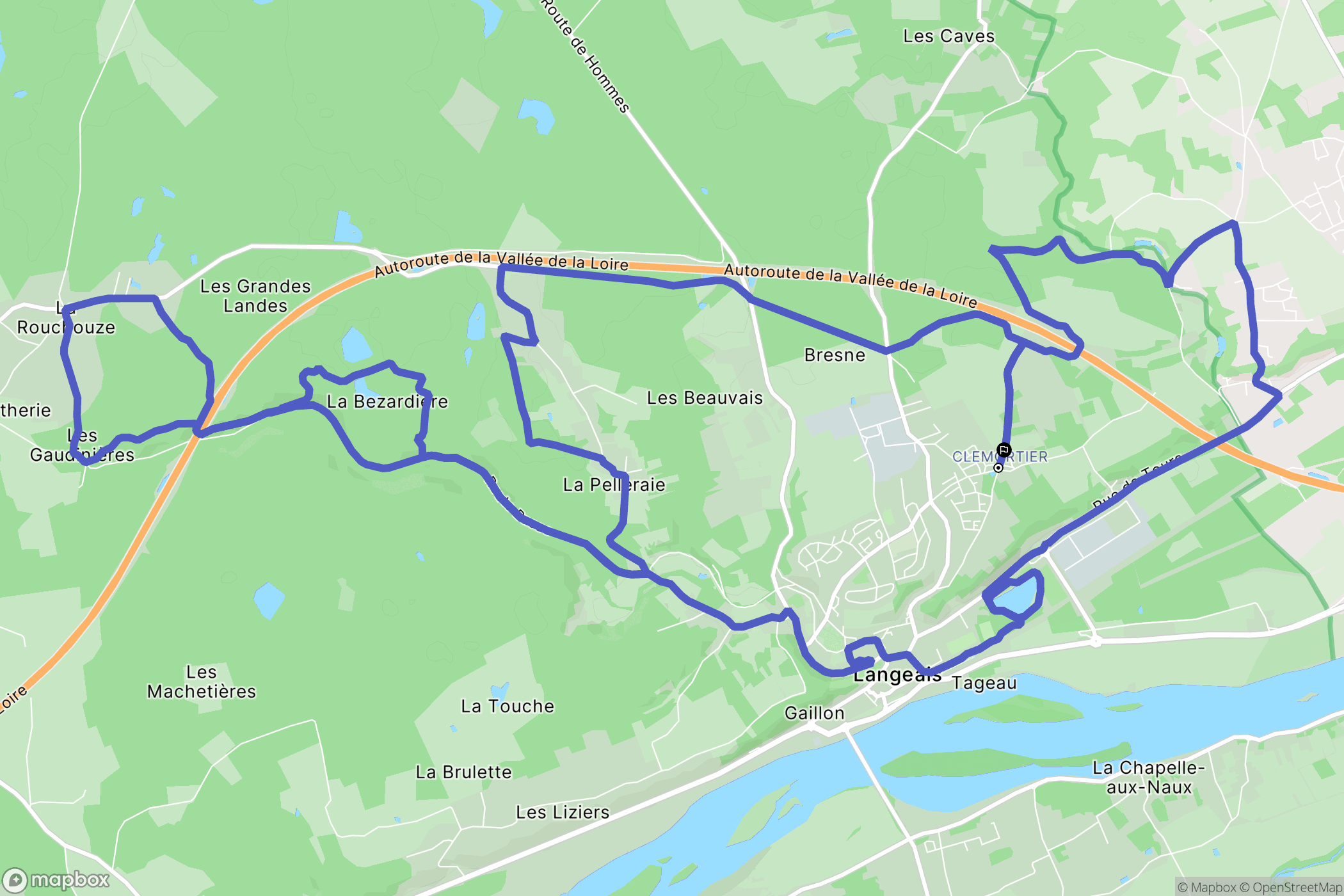 Langeais : carte du parcours de randonnée - France