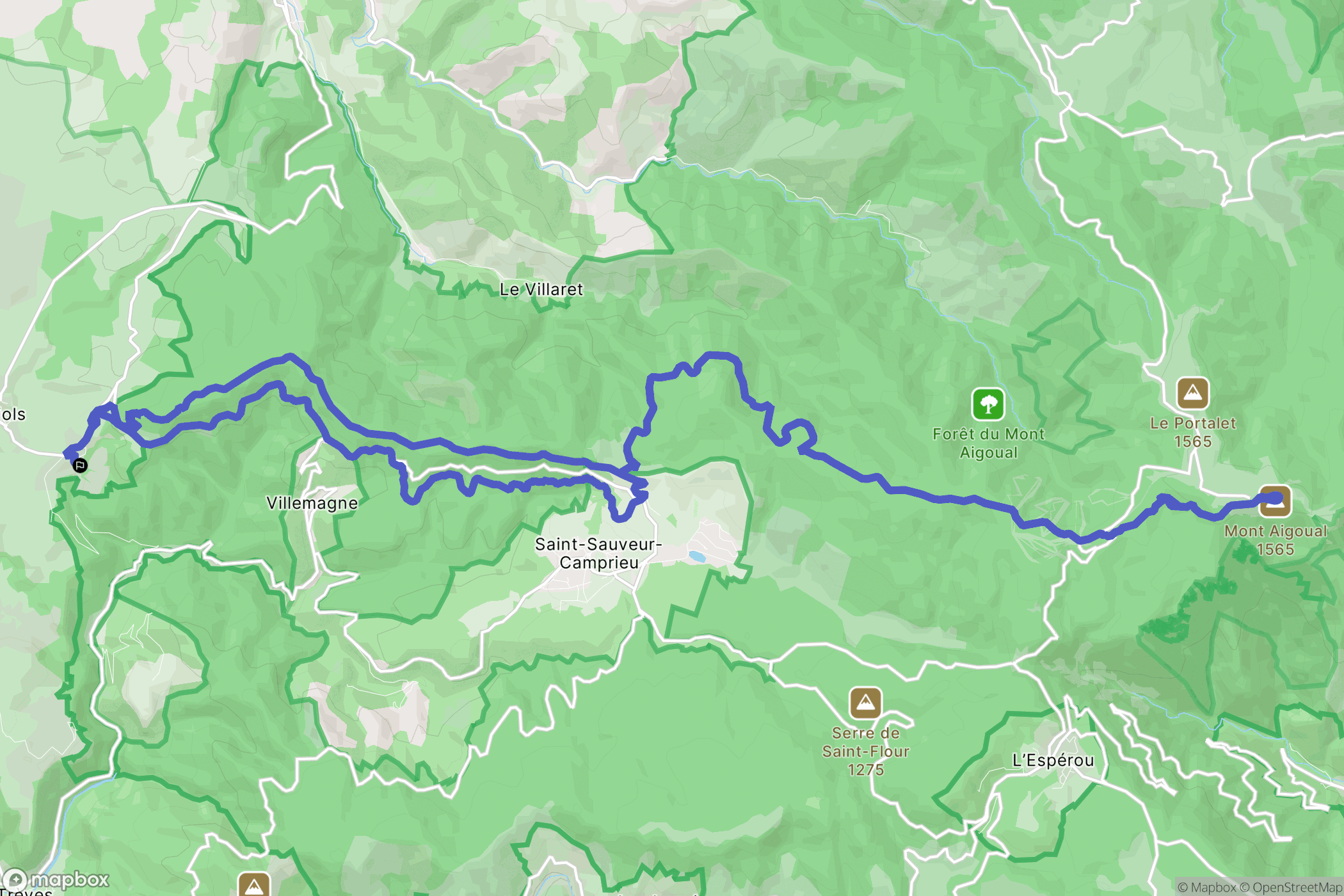 Lanuéjols : carte du parcours de randonnée - France