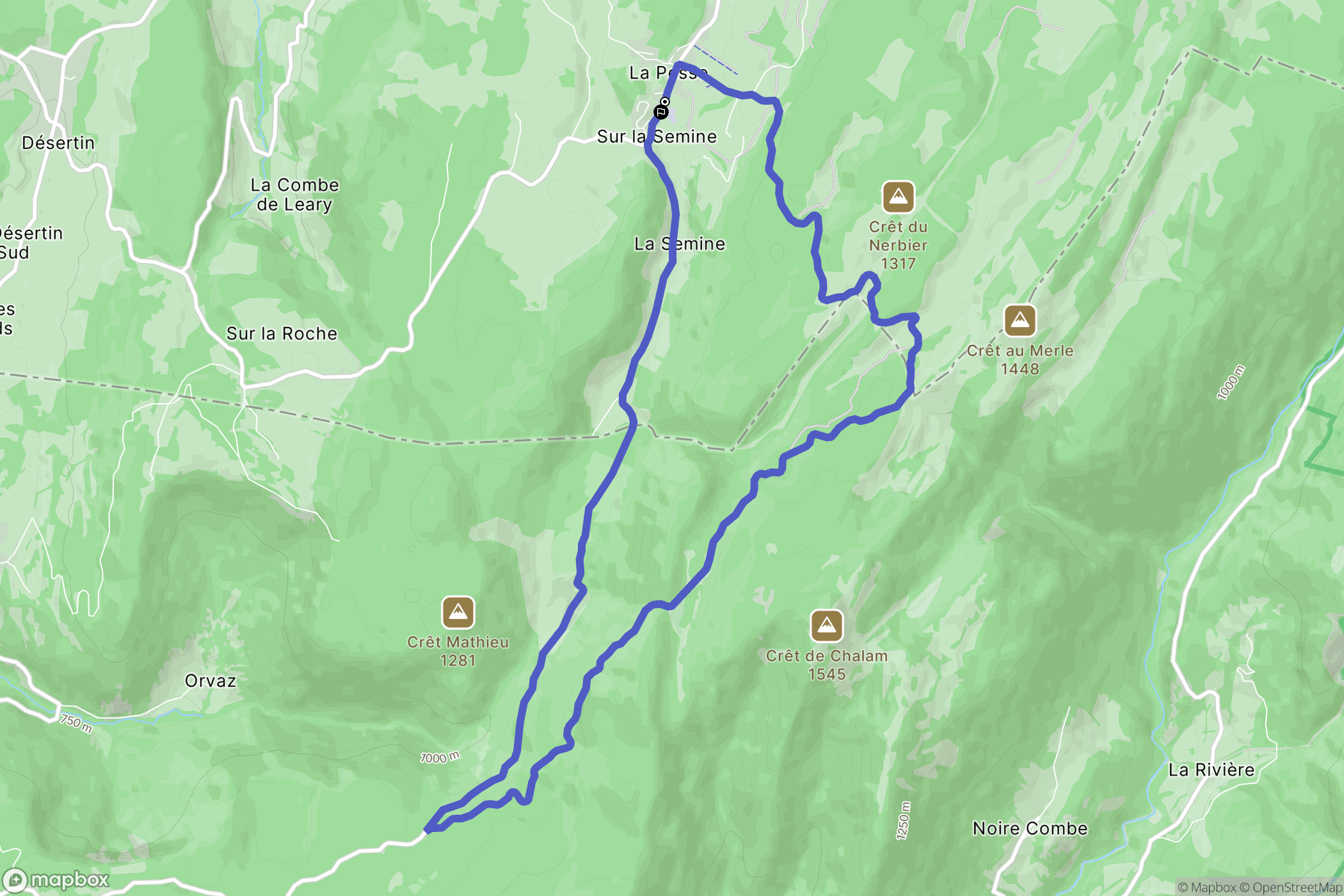 La Pesse : carte du parcours de randonnée - France