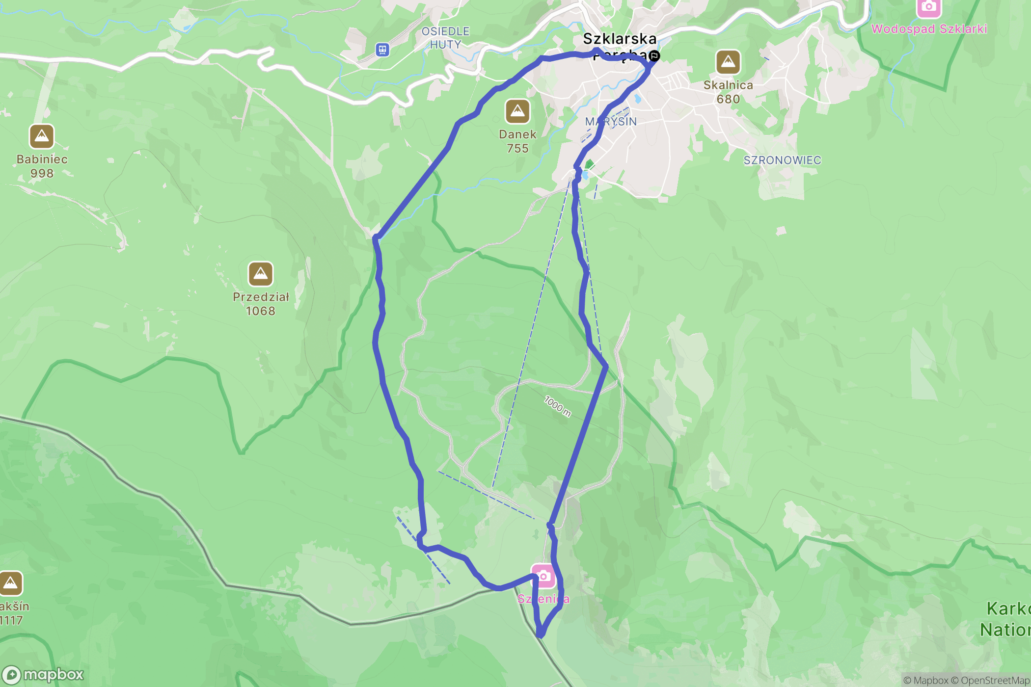 Szklarska Poręba: mapa trasy - Poland