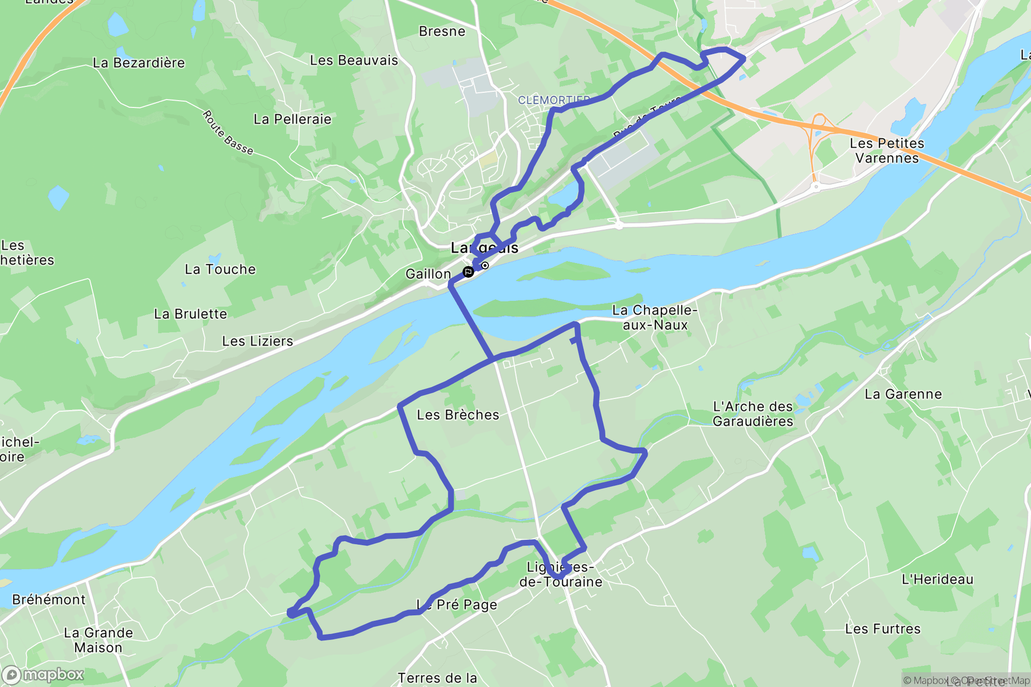 Langeais : carte du parcours de randonnée - France
