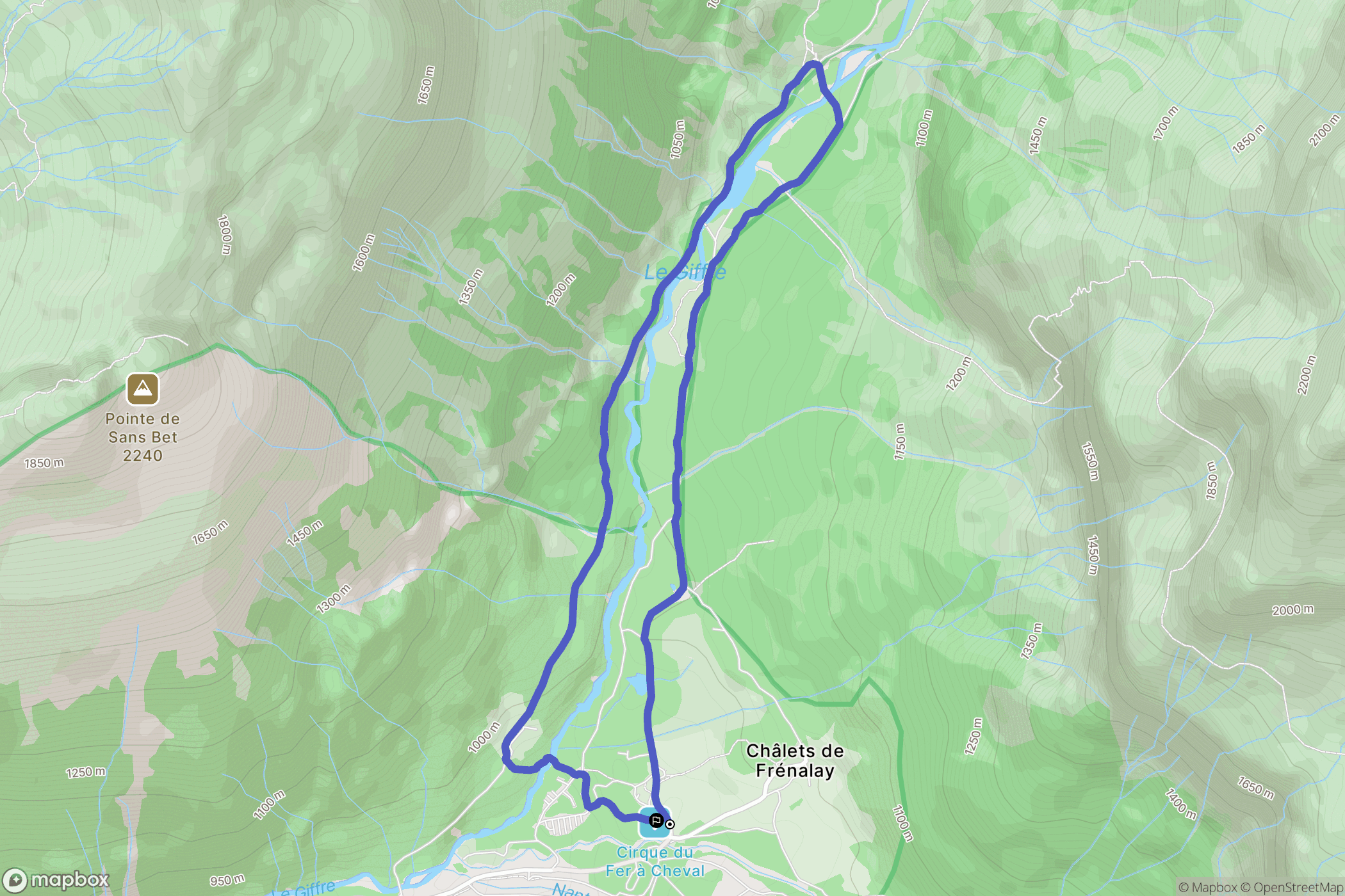 Sixt-Fer-à-Cheval : carte du parcours de randonnée - France