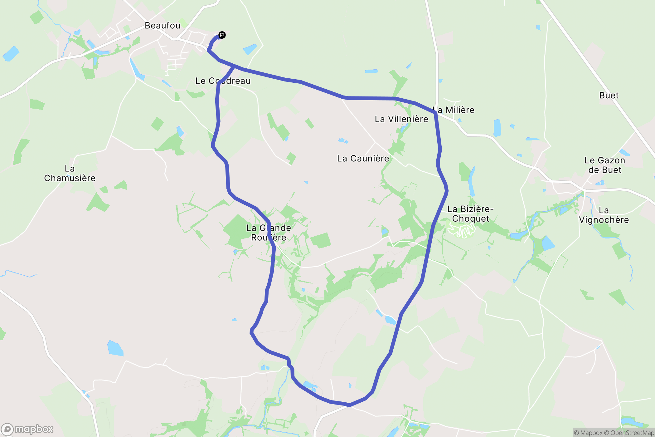 Beaufou : carte du parcours de randonnée - France