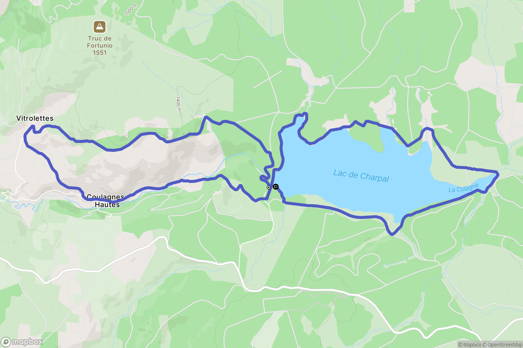 Monts-de-Randon : carte du parcours de randonnée - France