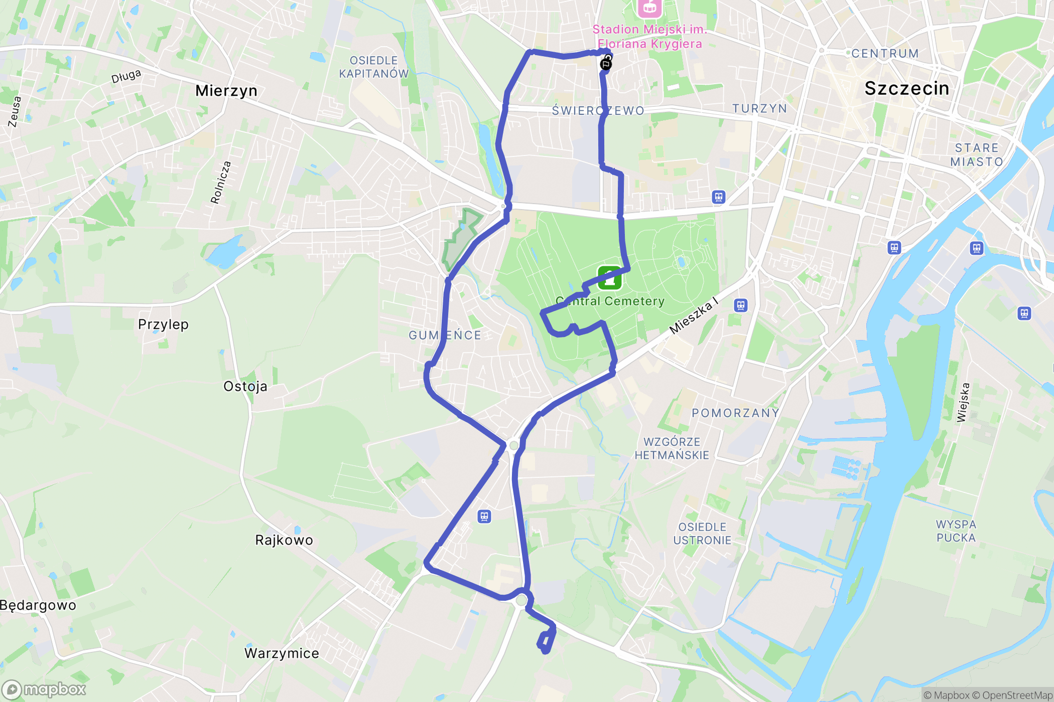 Szczecin: mapa trasy - Poland