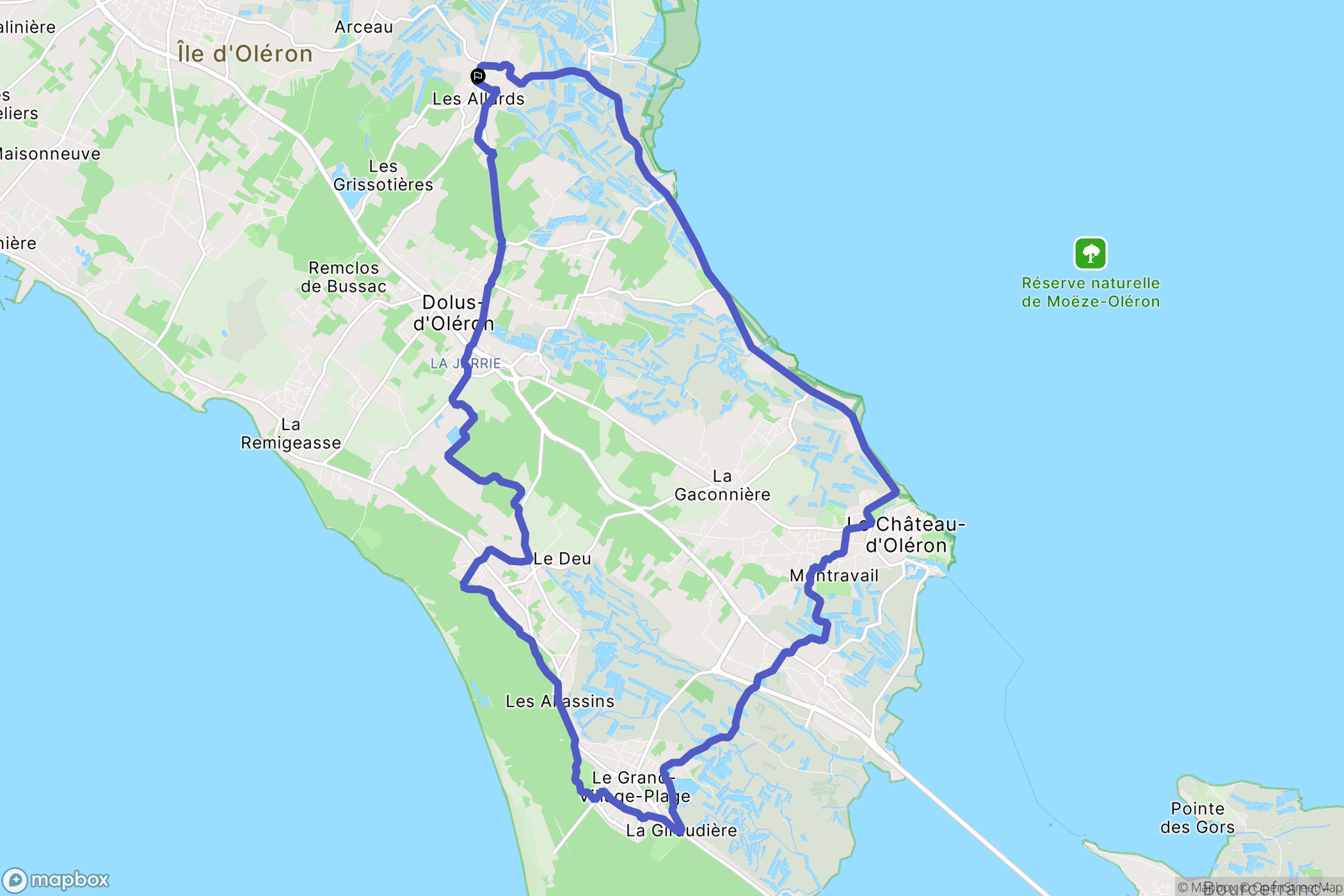 Dolus-d'Oléron : carte du parcours de randonnée - France