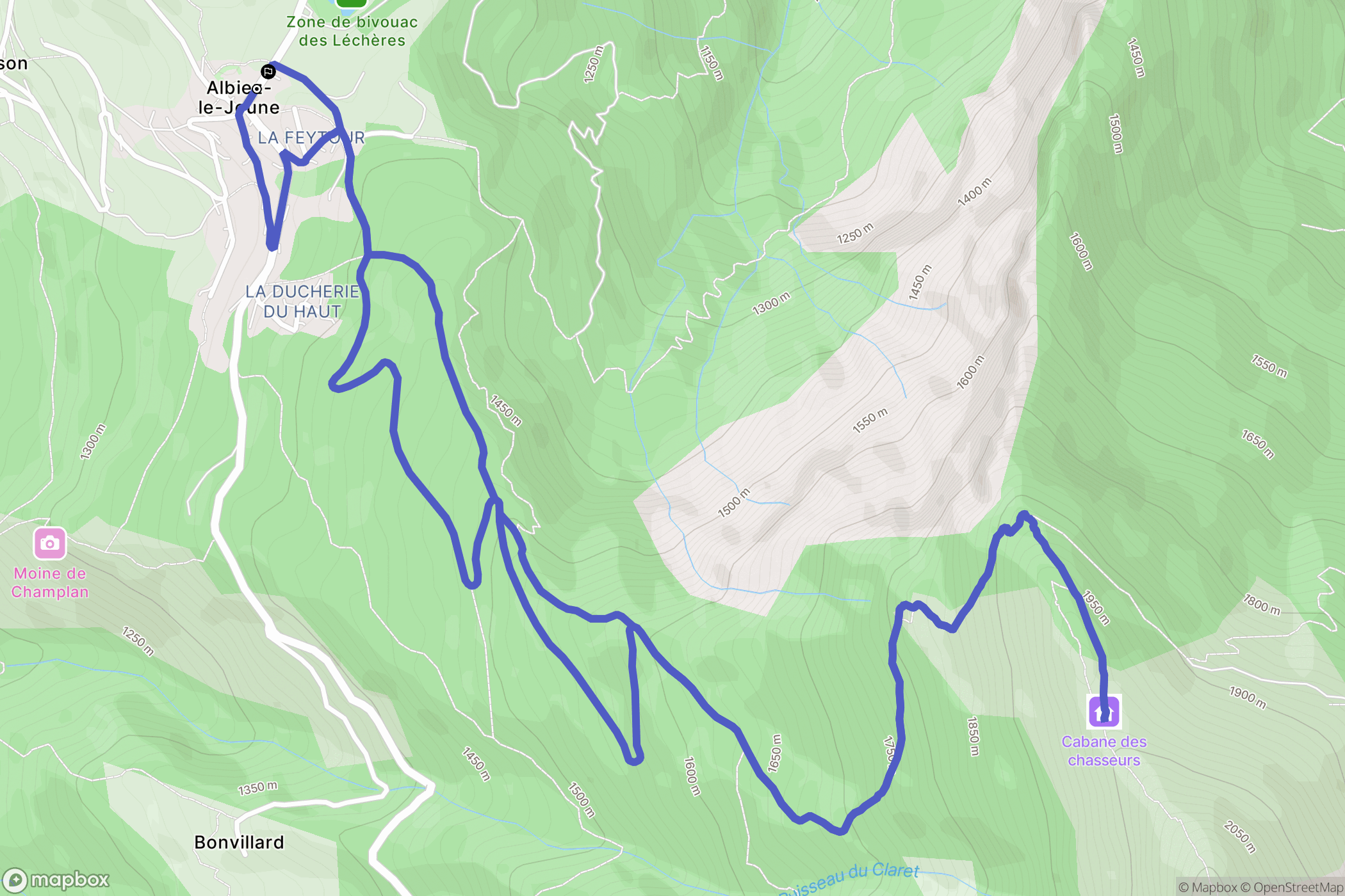 Albiez-le-Jeune : carte du parcours de randonnée - France
