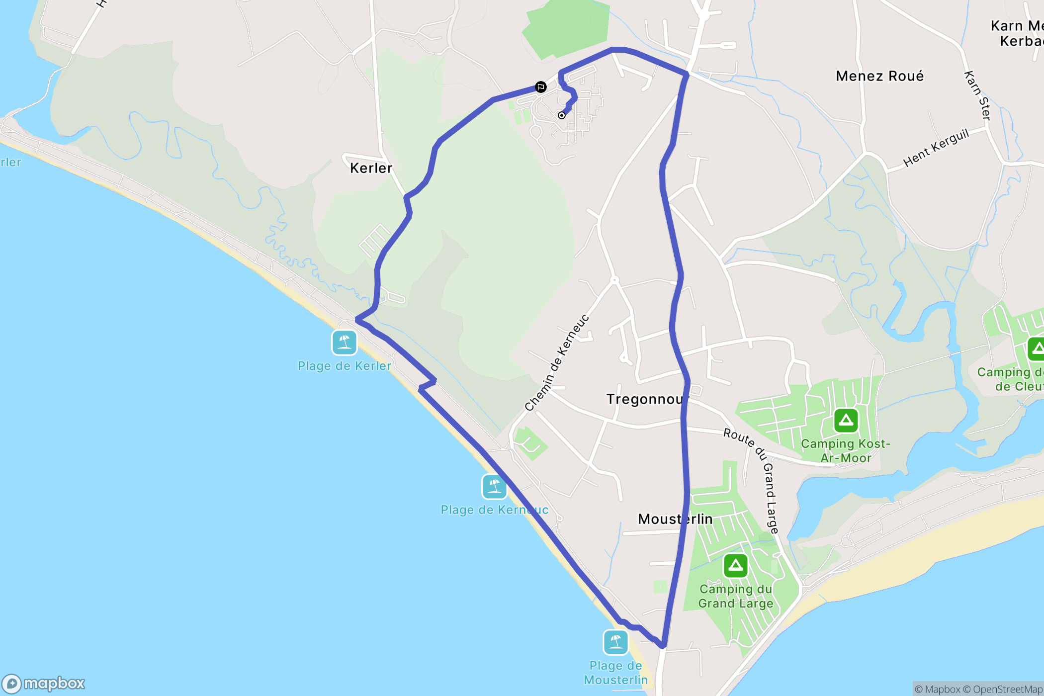 Fouesnant : carte du parcours de randonnée - France