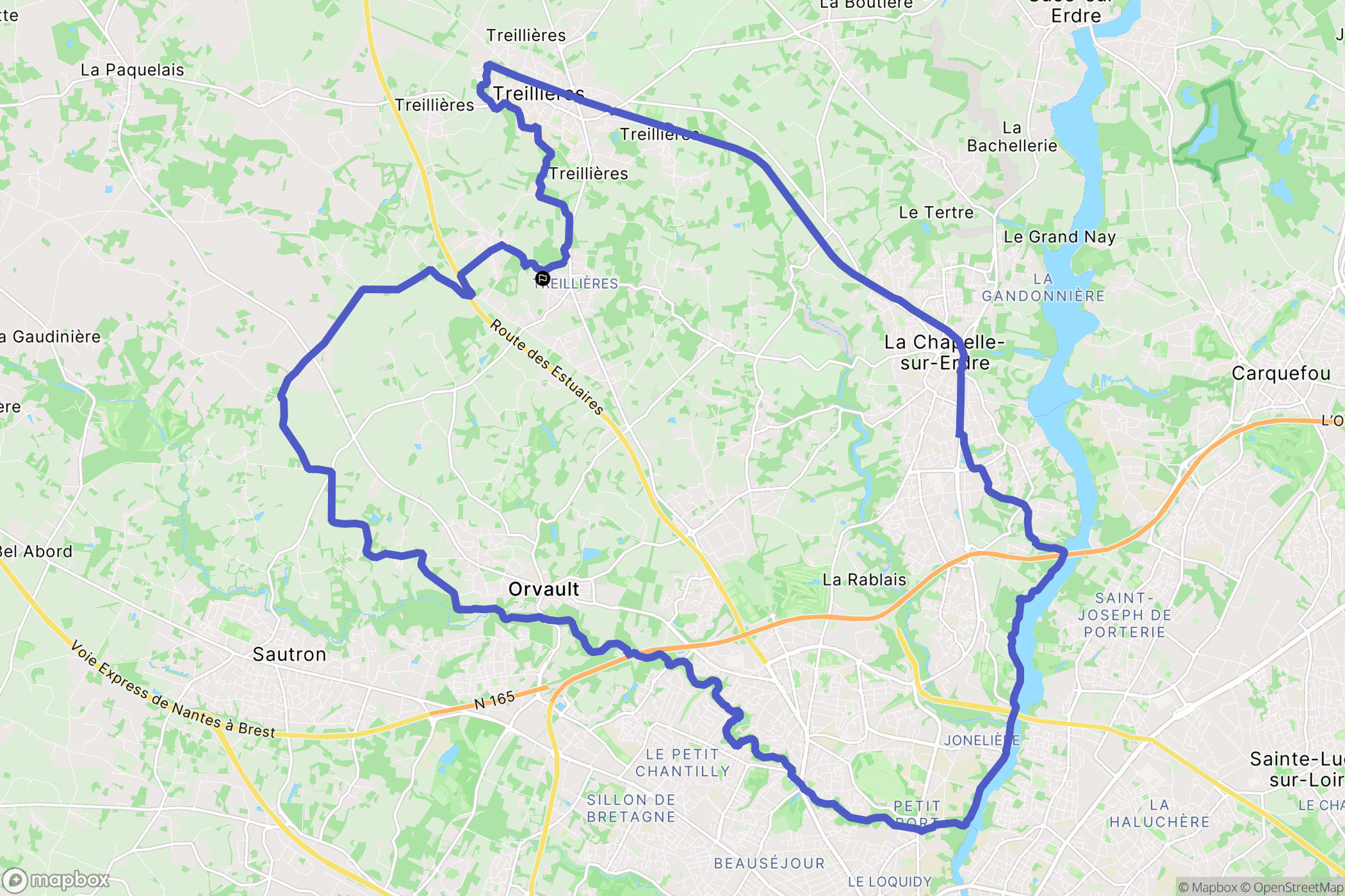Treillières : carte du parcours de randonnée - France
