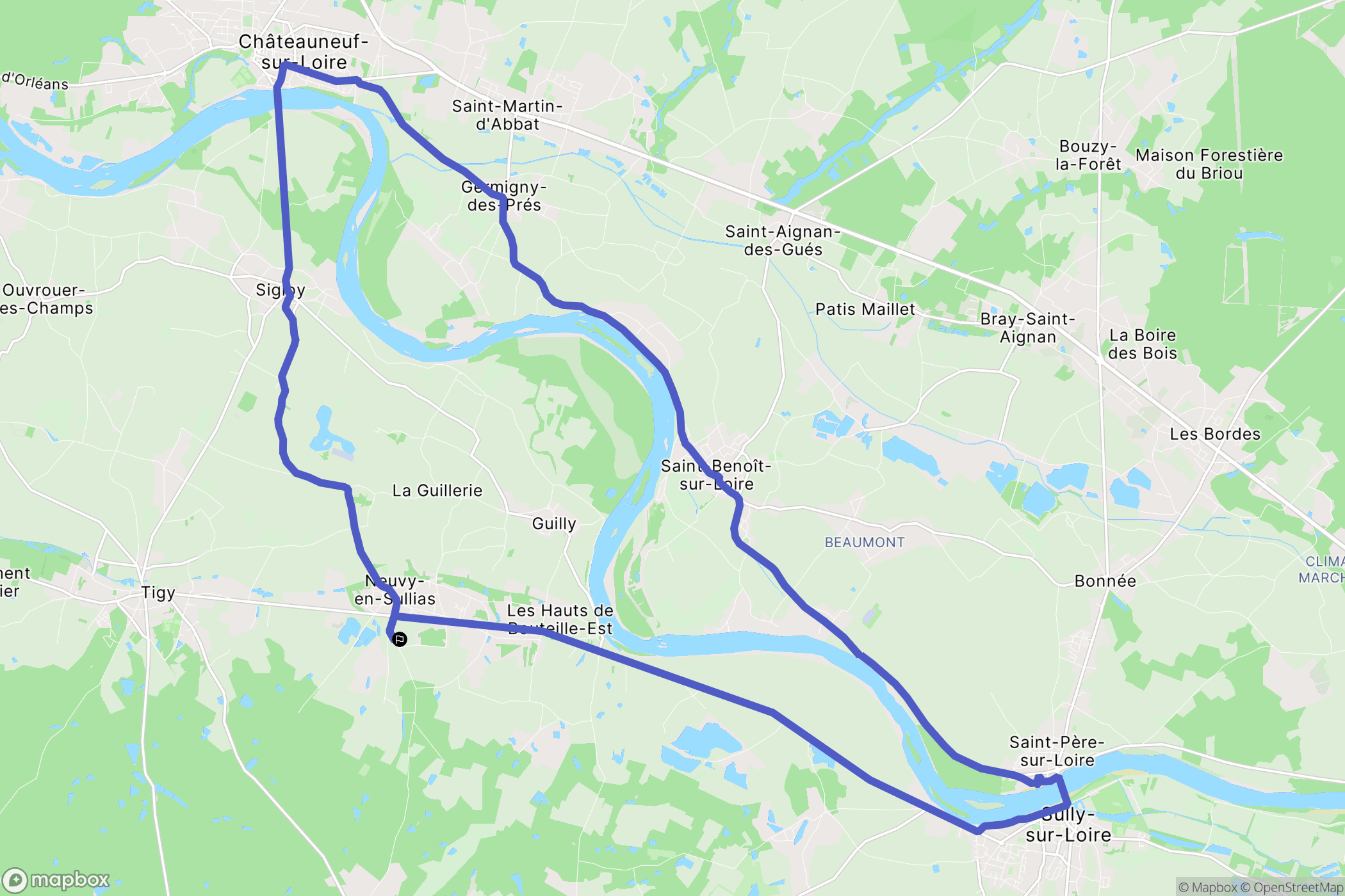 Neuvy-en-Sullias : carte du parcours de randonnée - France