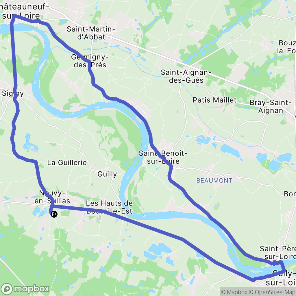 Neuvy-en-Sullias : carte du parcours de randonnée - France