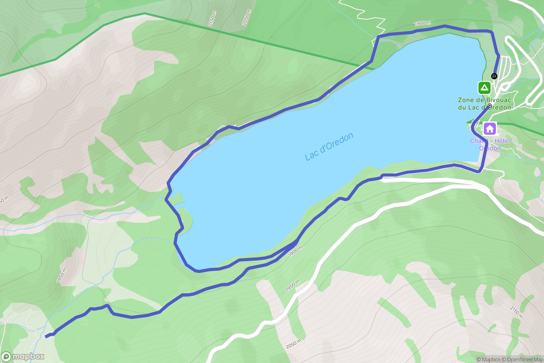 Aragnouet : carte du parcours de randonnée - France