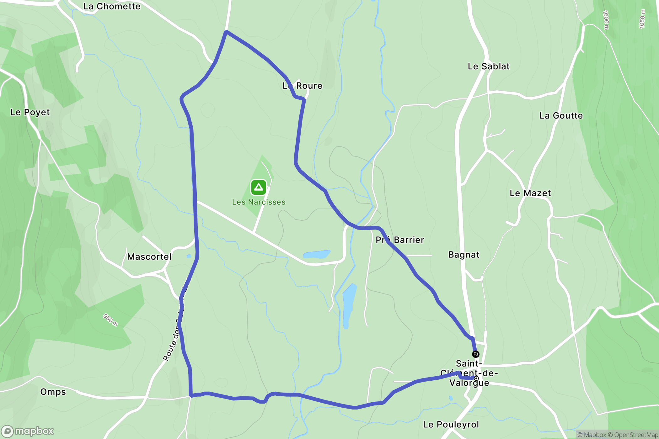 Saint-Clément-de-Valorgue : carte du parcours de randonnée - France