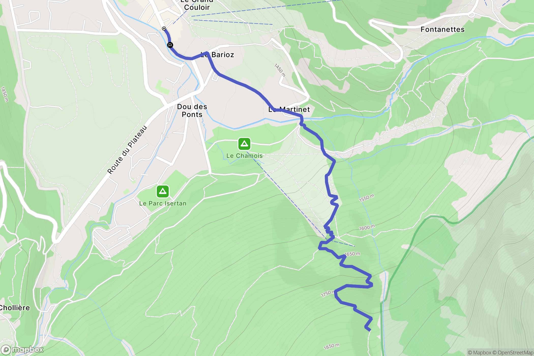 Pralognan-la-Vanoise : carte du parcours de randonnée - France