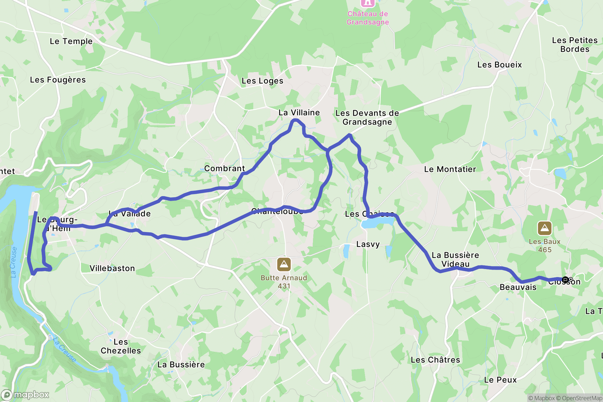 Champsanglard : carte du parcours de randonnée - France