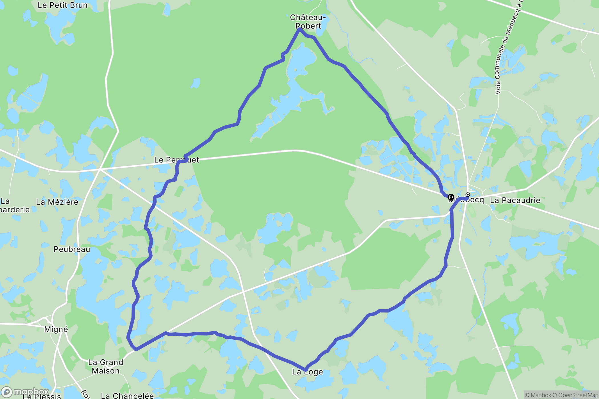 Méobecq : carte du parcours de randonnée - France