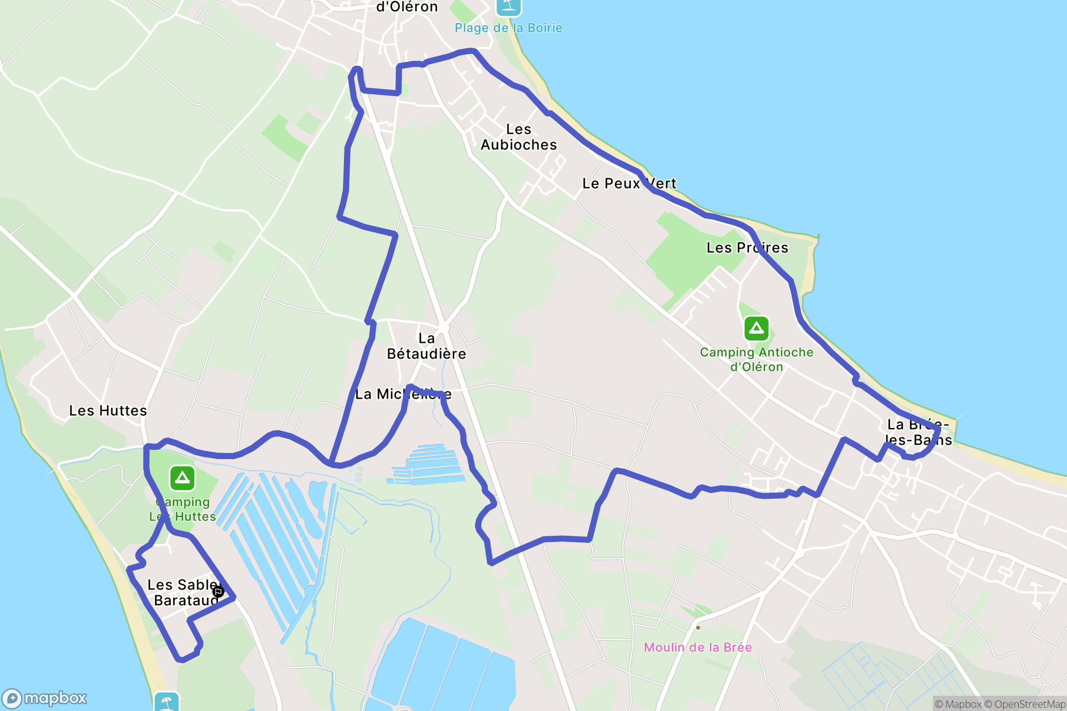 Saint-Denis-d'Oléron : carte du parcours de randonnée - France