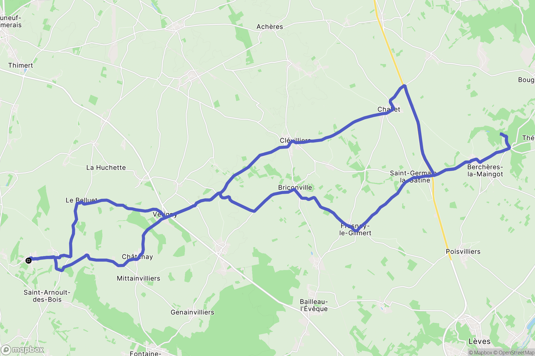 Saint-Arnoult-des-Bois : carte du parcours de randonnée - France