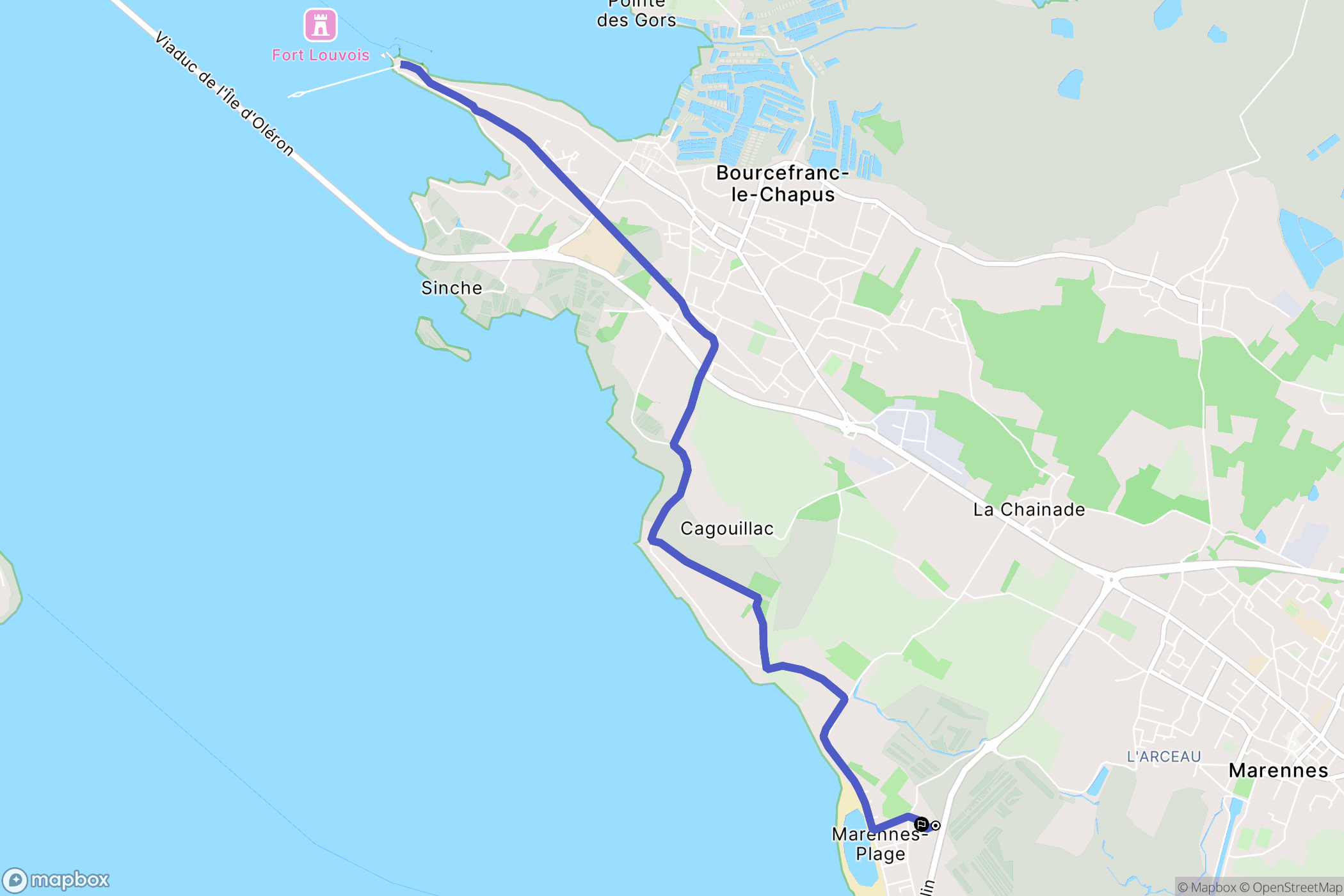 Marennes-Hiers-Brouage : carte du parcours de randonnée - France