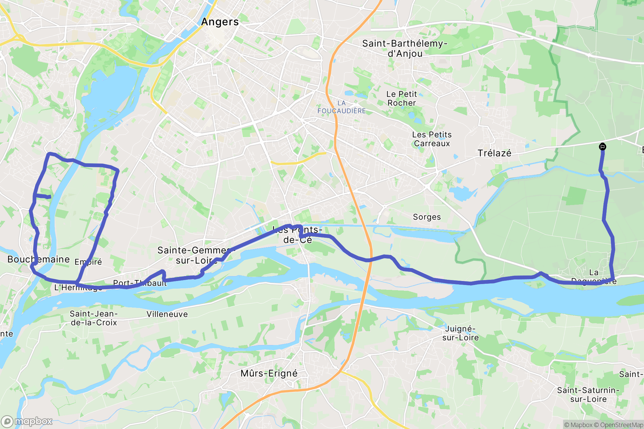 Loire-Authion : carte du parcours de randonnée - France