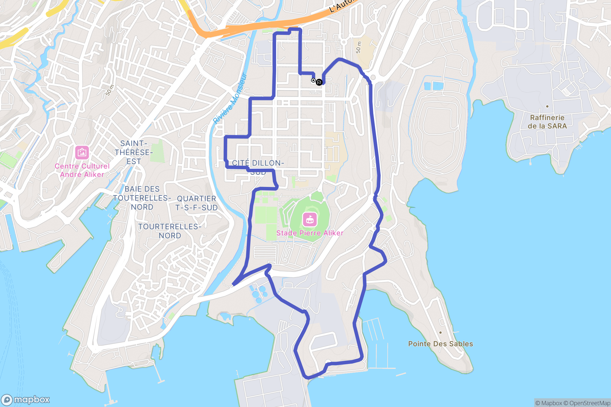 Fort-de-France : carte du parcours de randonnée - France
