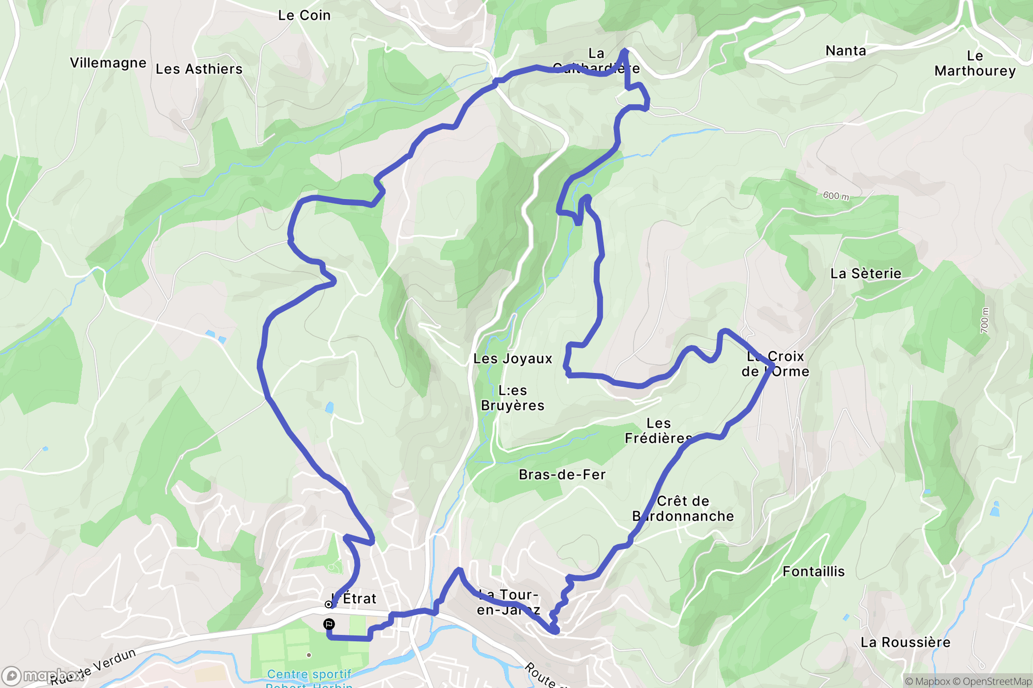 L'Étrat : carte du parcours de randonnée - France