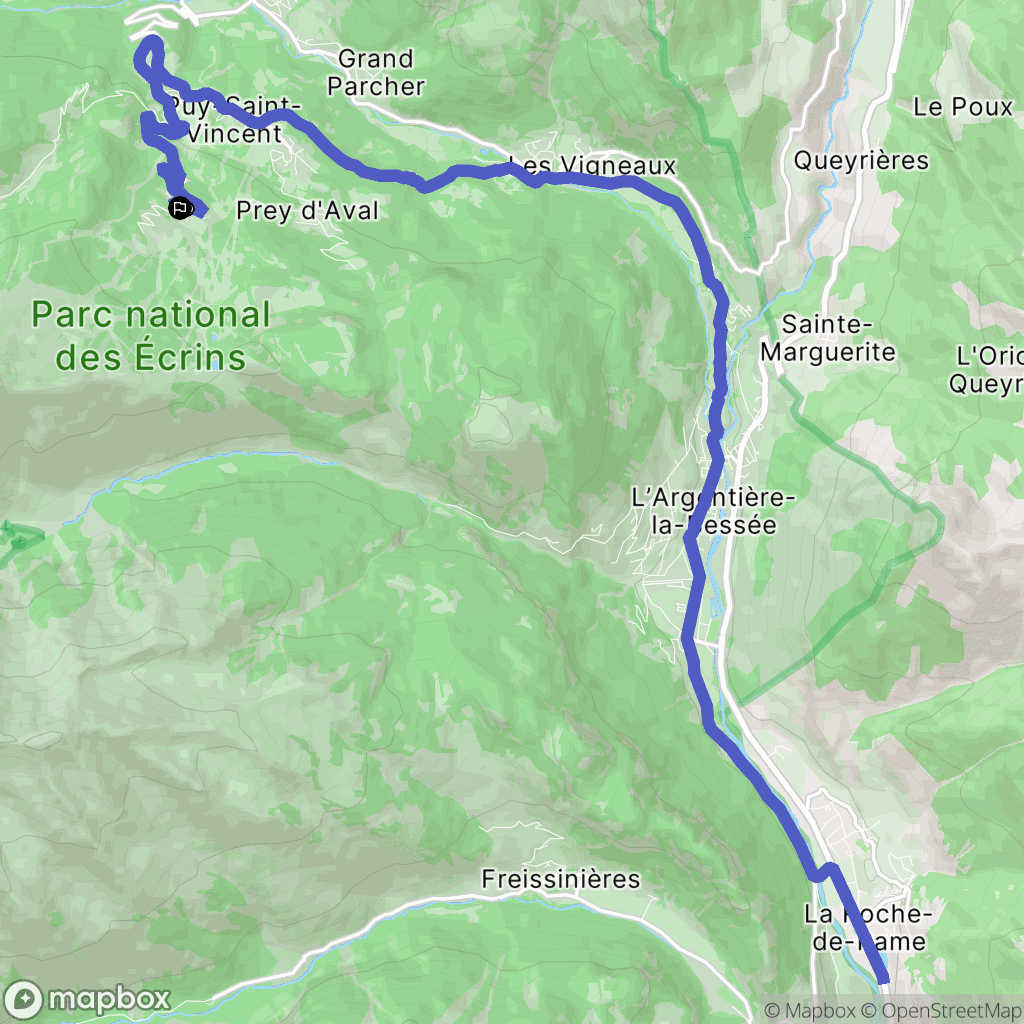 Puy-Saint-Vincent : carte du parcours de randonnée - France