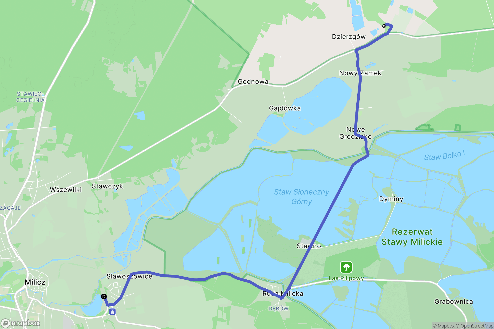 Trzebicko Dolne: mapa trasy - Poland
