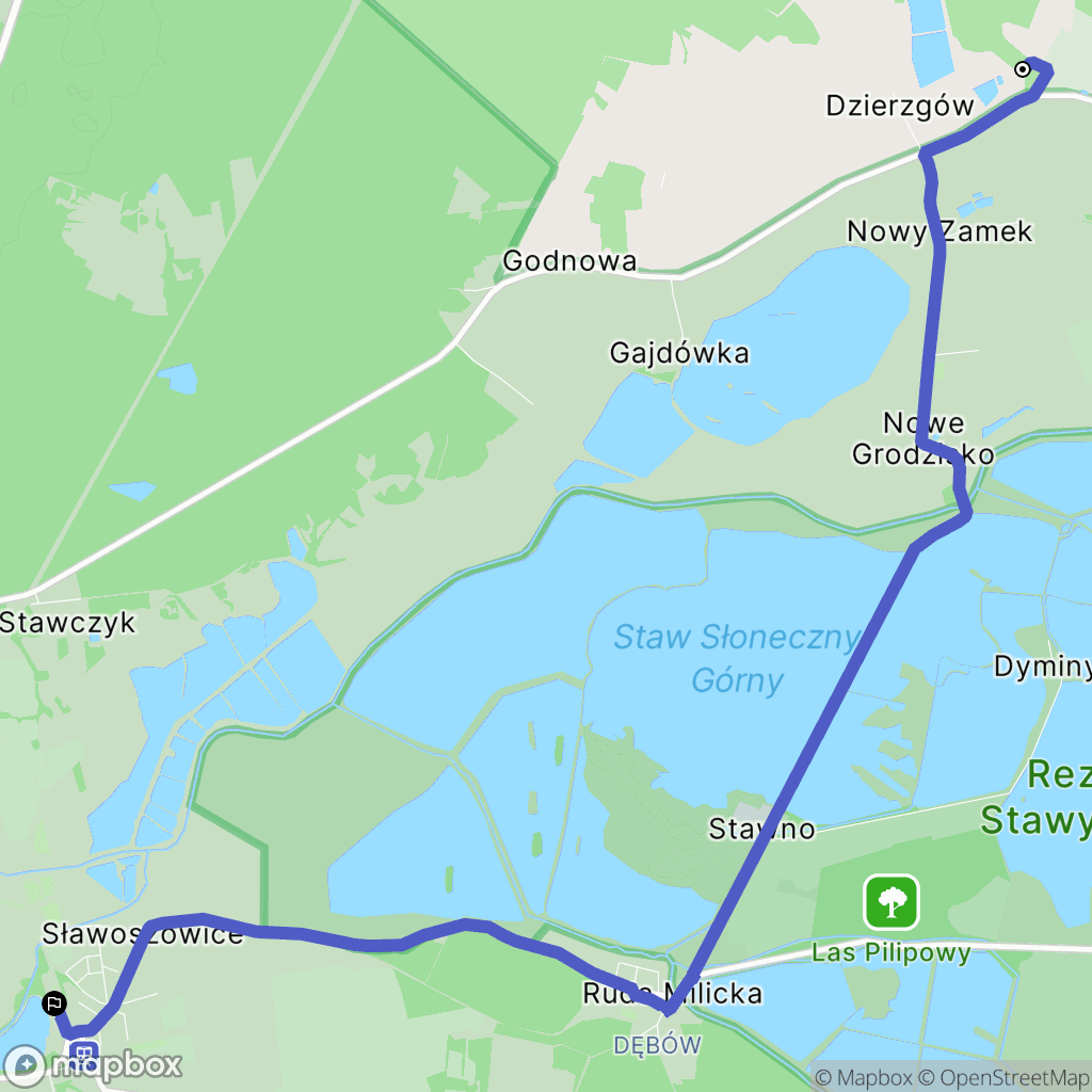 Trzebicko Dolne: mapa trasy - Poland