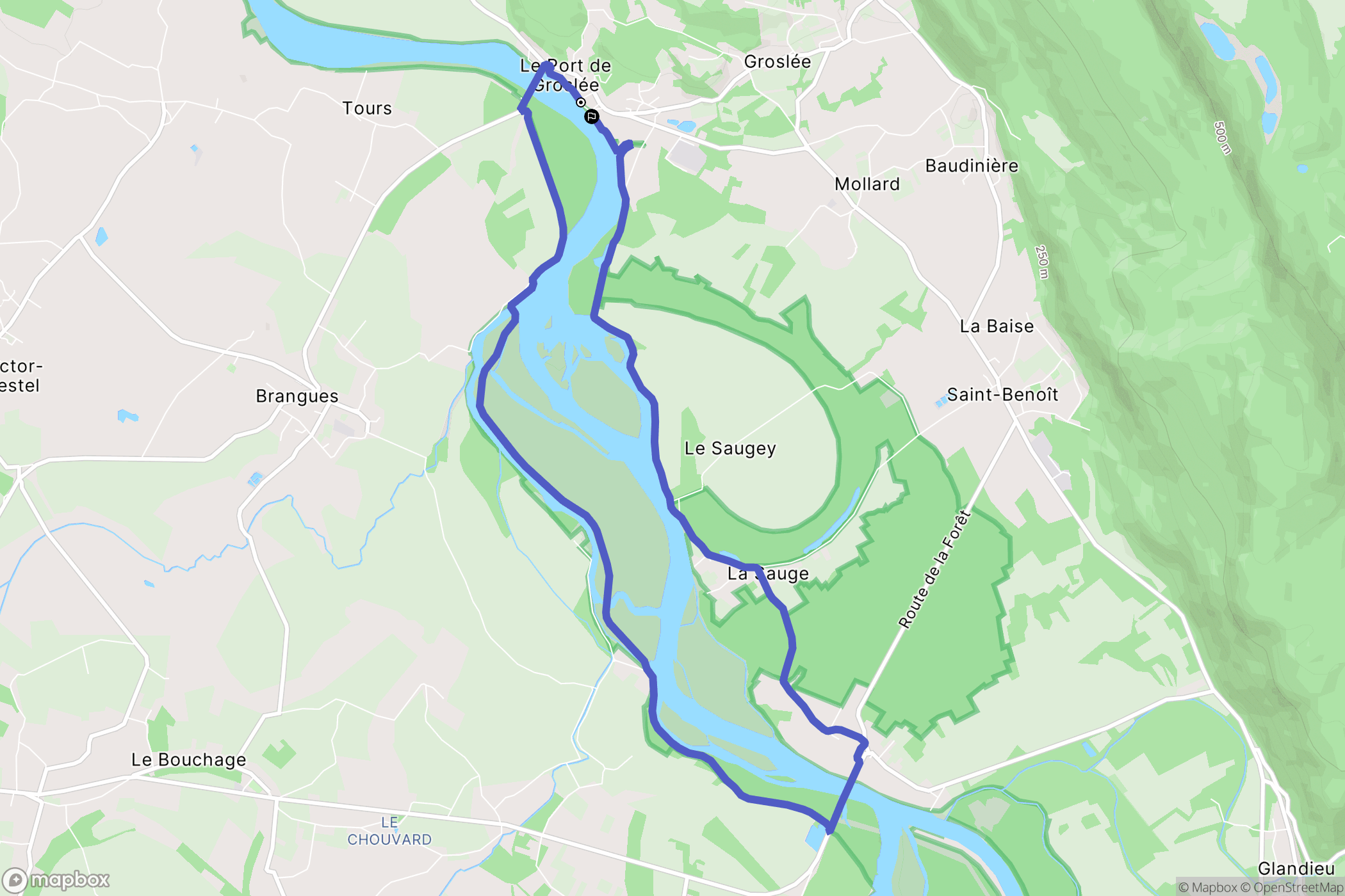 Groslée-Saint-Benoit : carte du parcours de randonnée - France