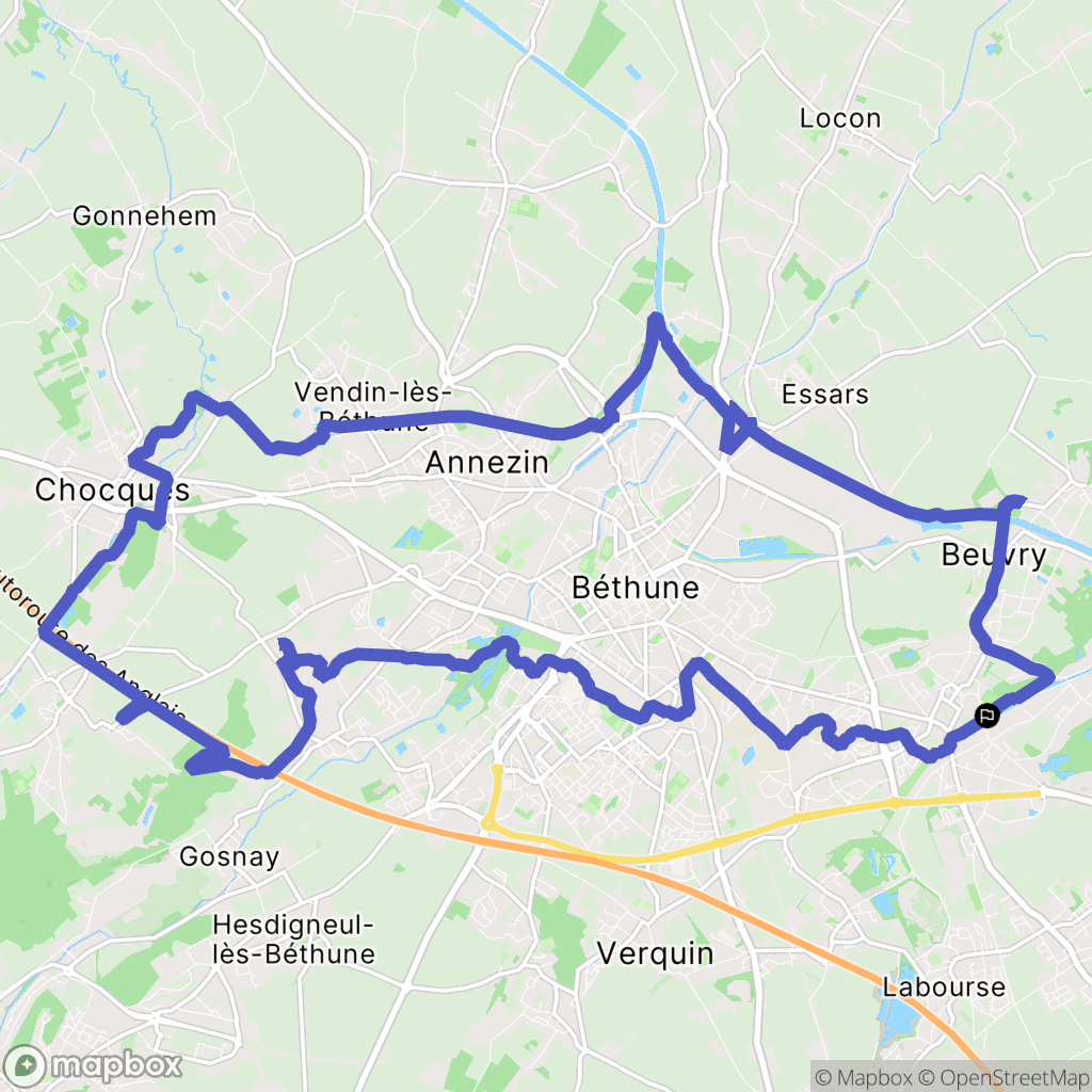 Beuvry : carte du parcours de randonnée - France