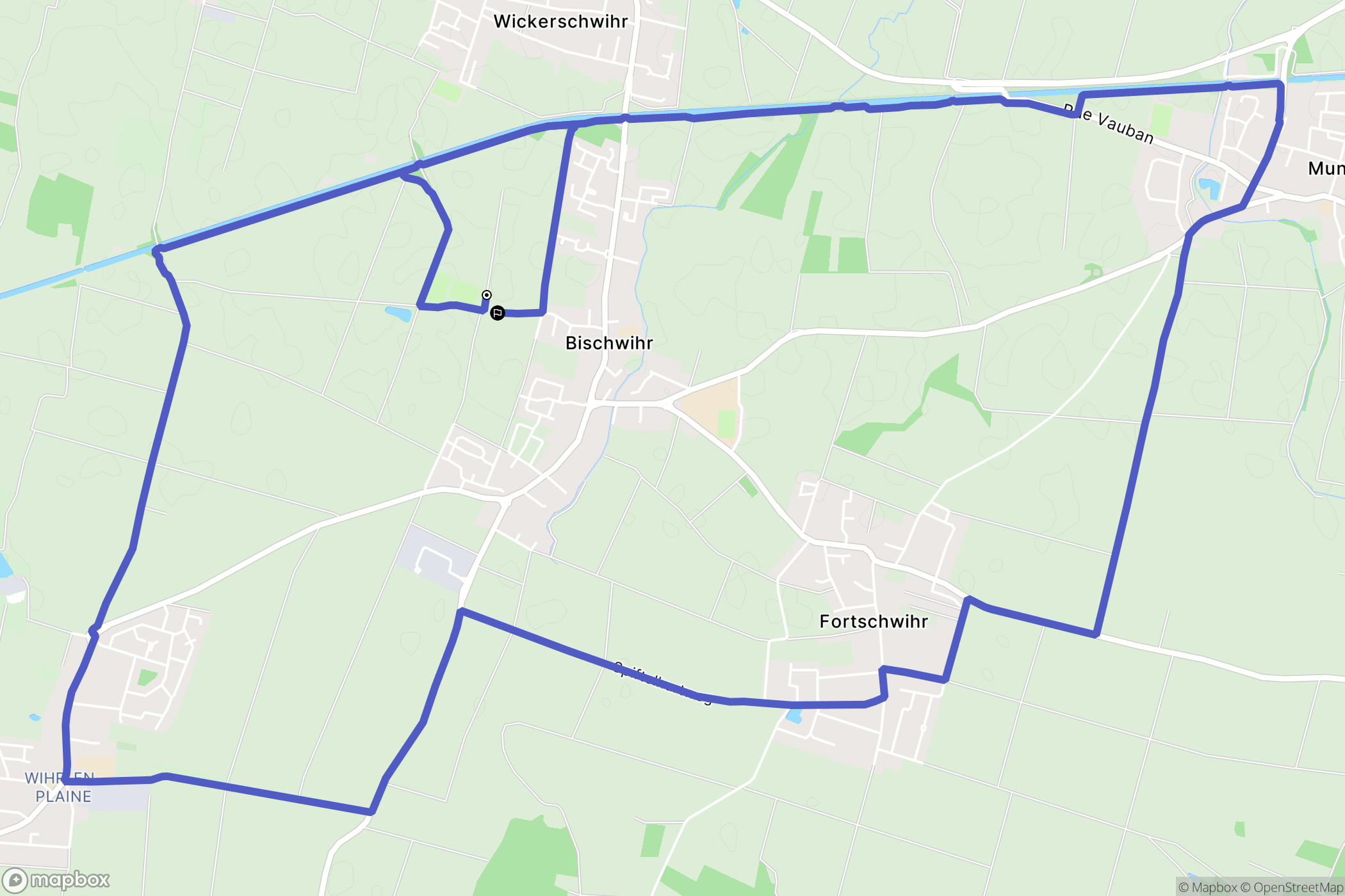 Bischwihr : carte du parcours de randonnée - France