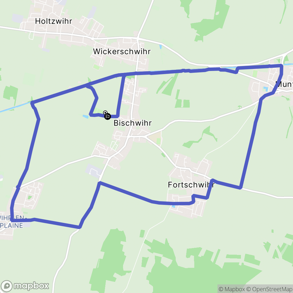 Bischwihr : carte du parcours de randonnée - France