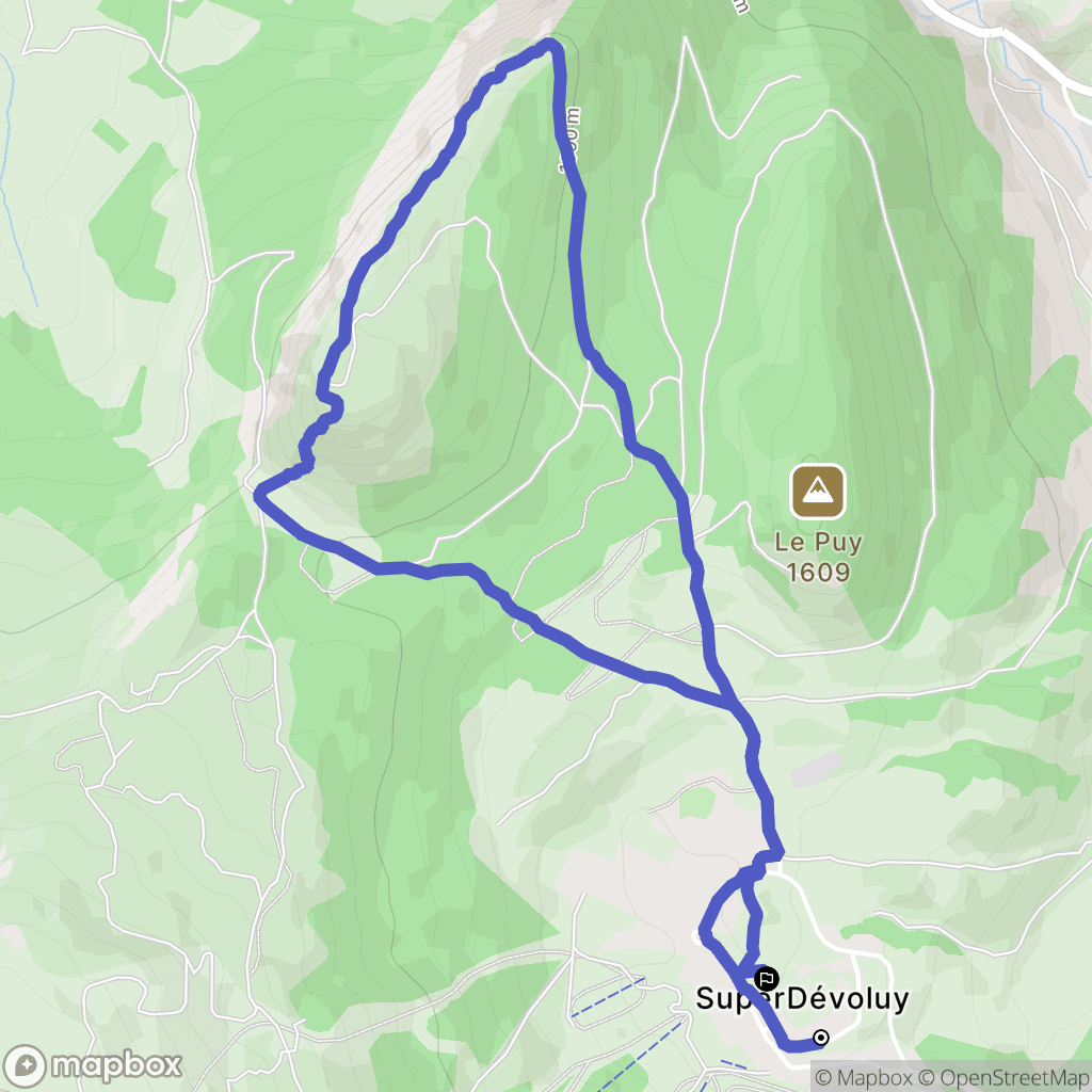 Dévoluy : carte du parcours de randonnée - France