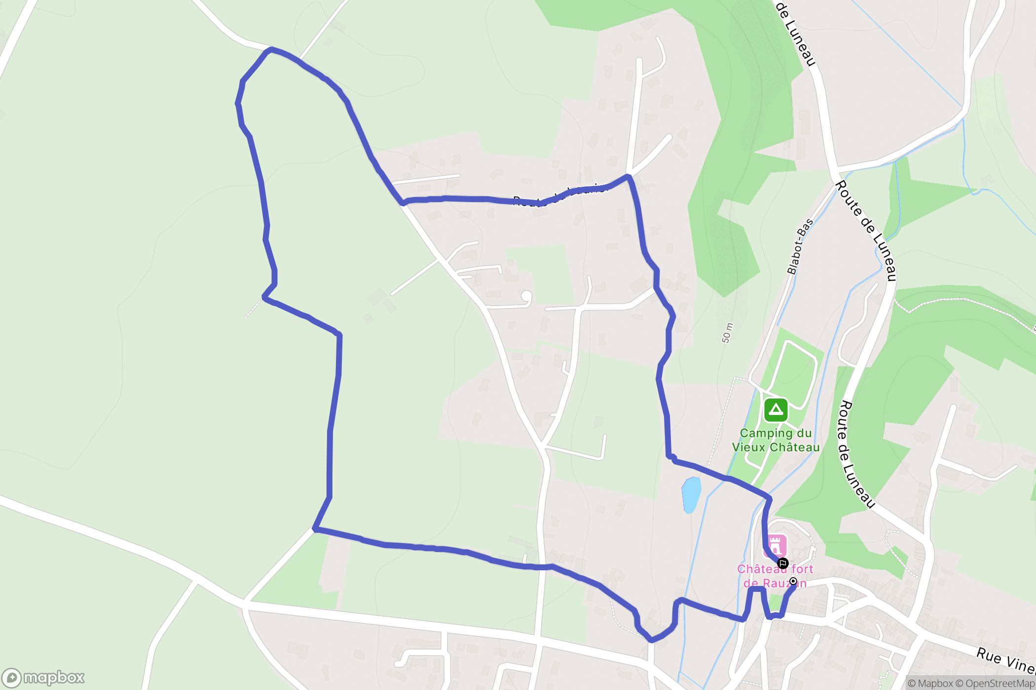 Rauzan : carte du parcours de randonnée - France